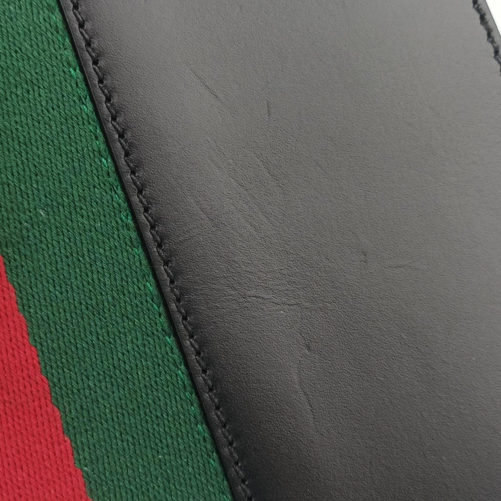 Pre-owned Gucci Sylvie Black×green×red Leather 421882 shoulderbag | stylenewstar