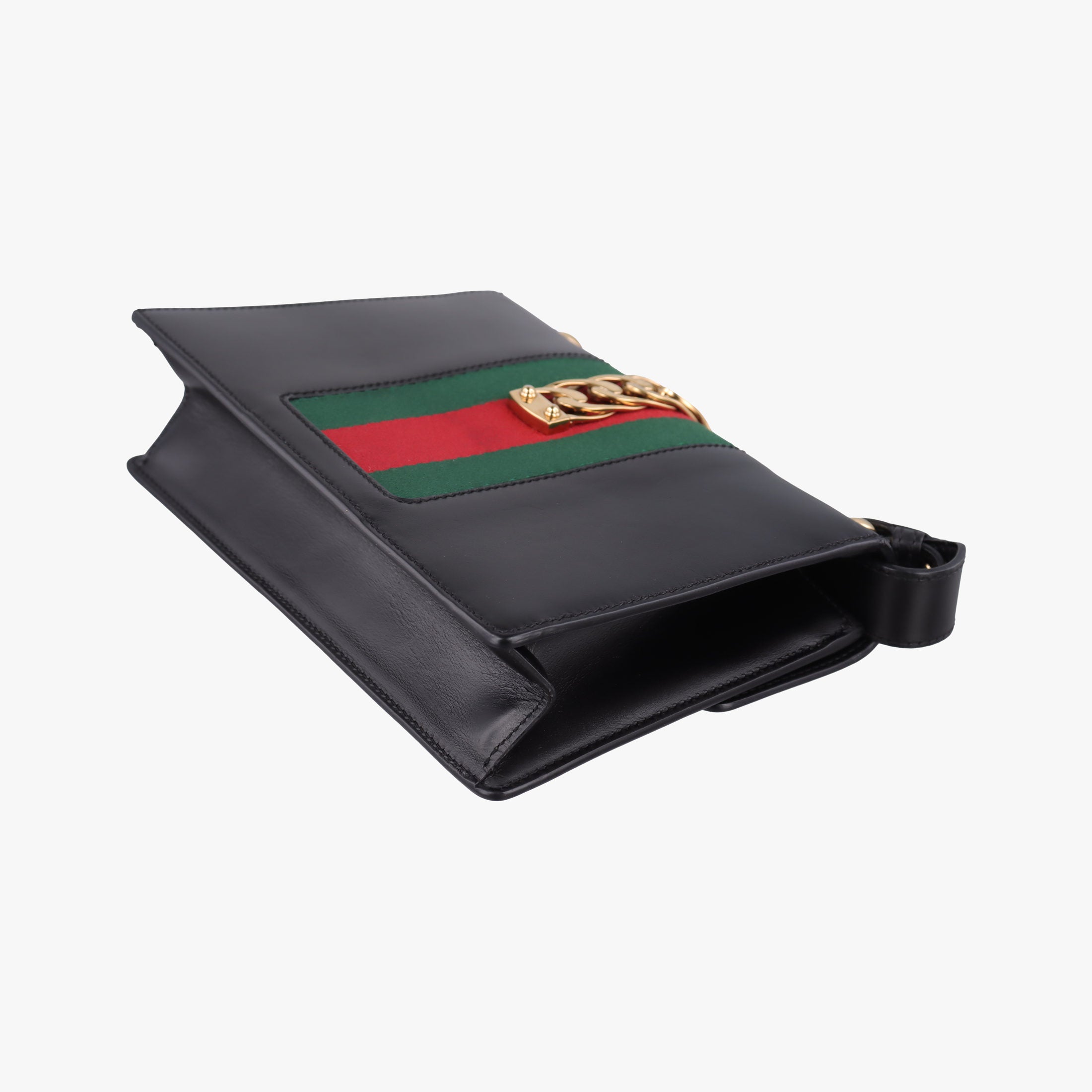Pre-owned Gucci Sylvie Black×green×red Leather 421882 shoulderbag | stylenewstar