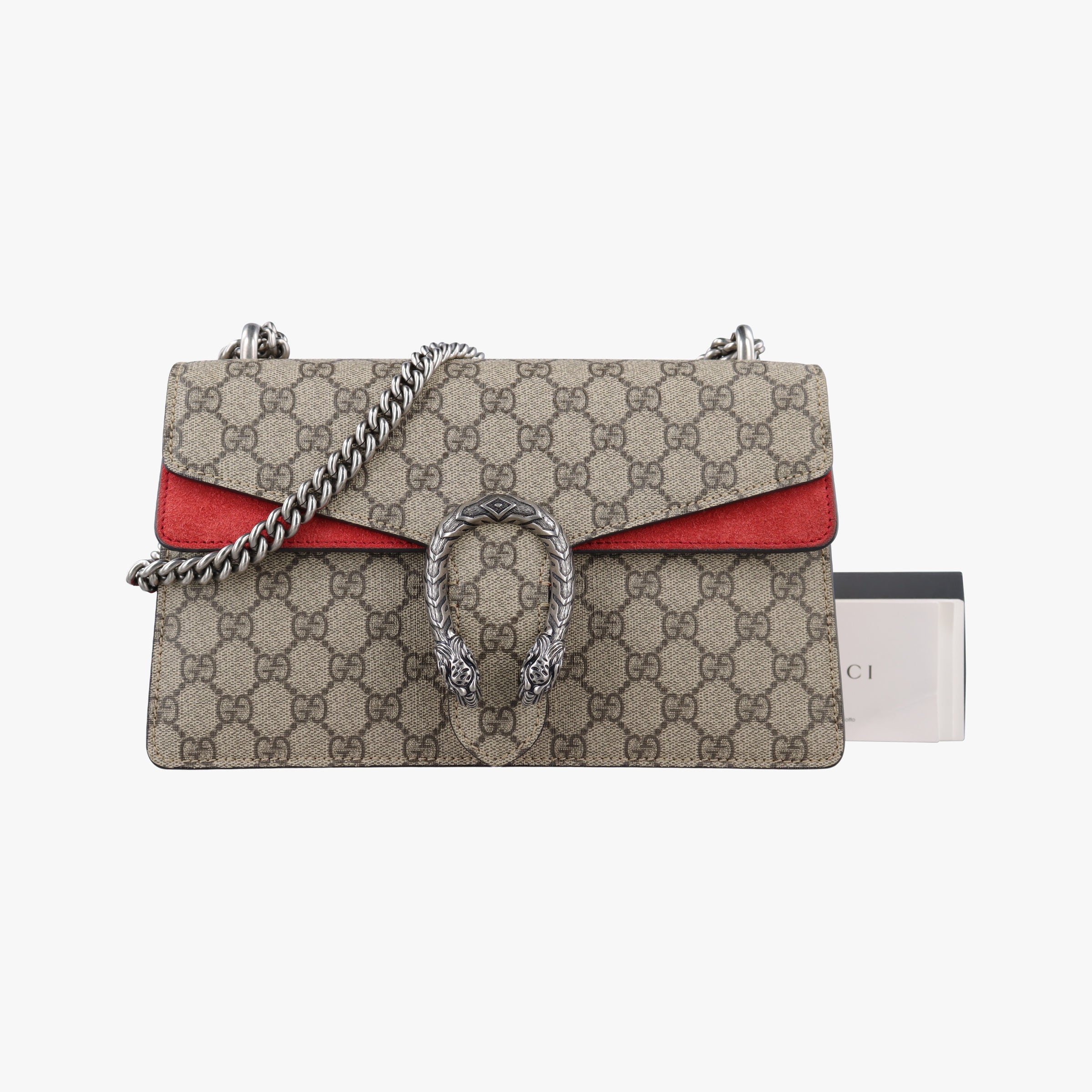 Pre-owned Gucci Dionysus beige×red PVC coated canvas × suede 400249 shoulderbag | stylenewstar
