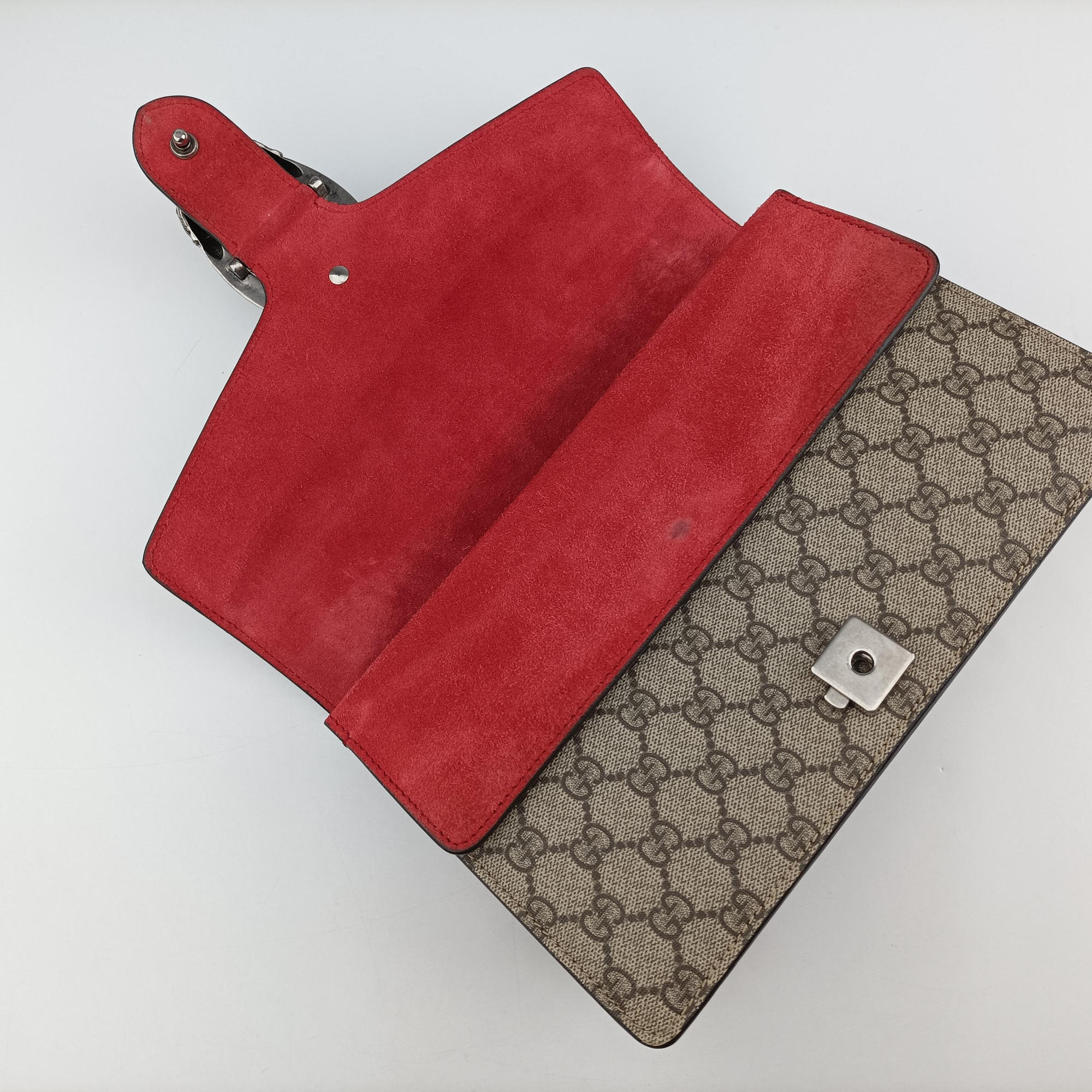 Pre-owned Gucci Dionysus beige×red PVC coated canvas × suede 400249 shoulderbag | stylenewstar