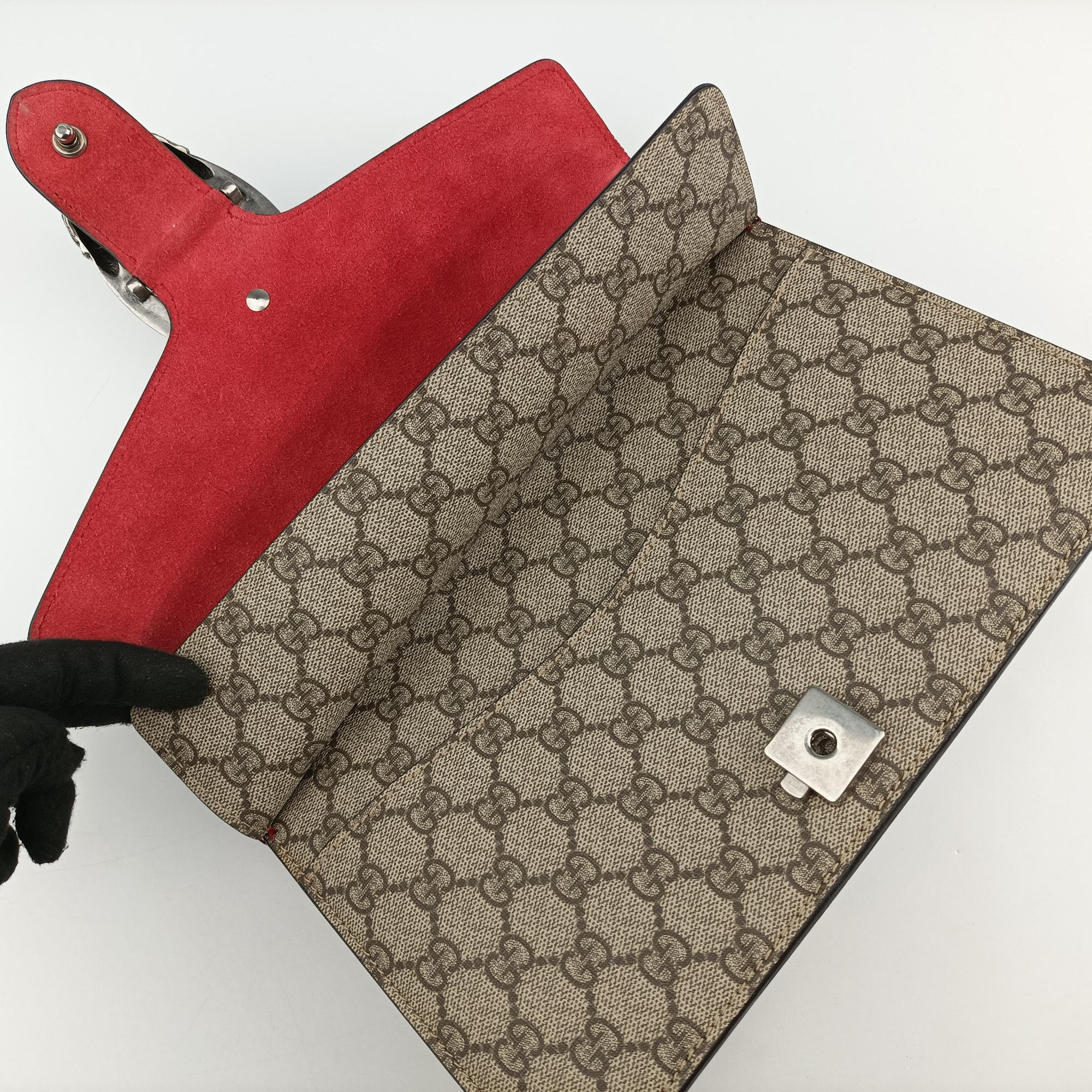 Pre-owned Gucci Dionysus beige×red PVC coated canvas × suede 400249 shoulderbag | stylenewstar