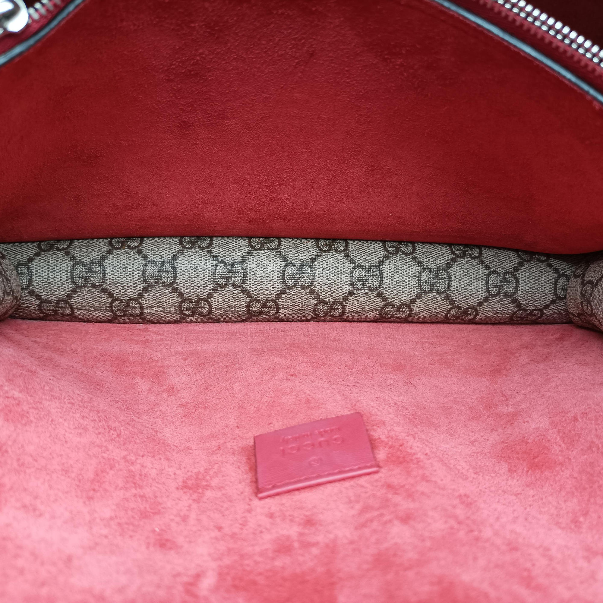 Pre-owned Gucci Dionysus beige×red PVC coated canvas × suede 400249 shoulderbag | stylenewstar