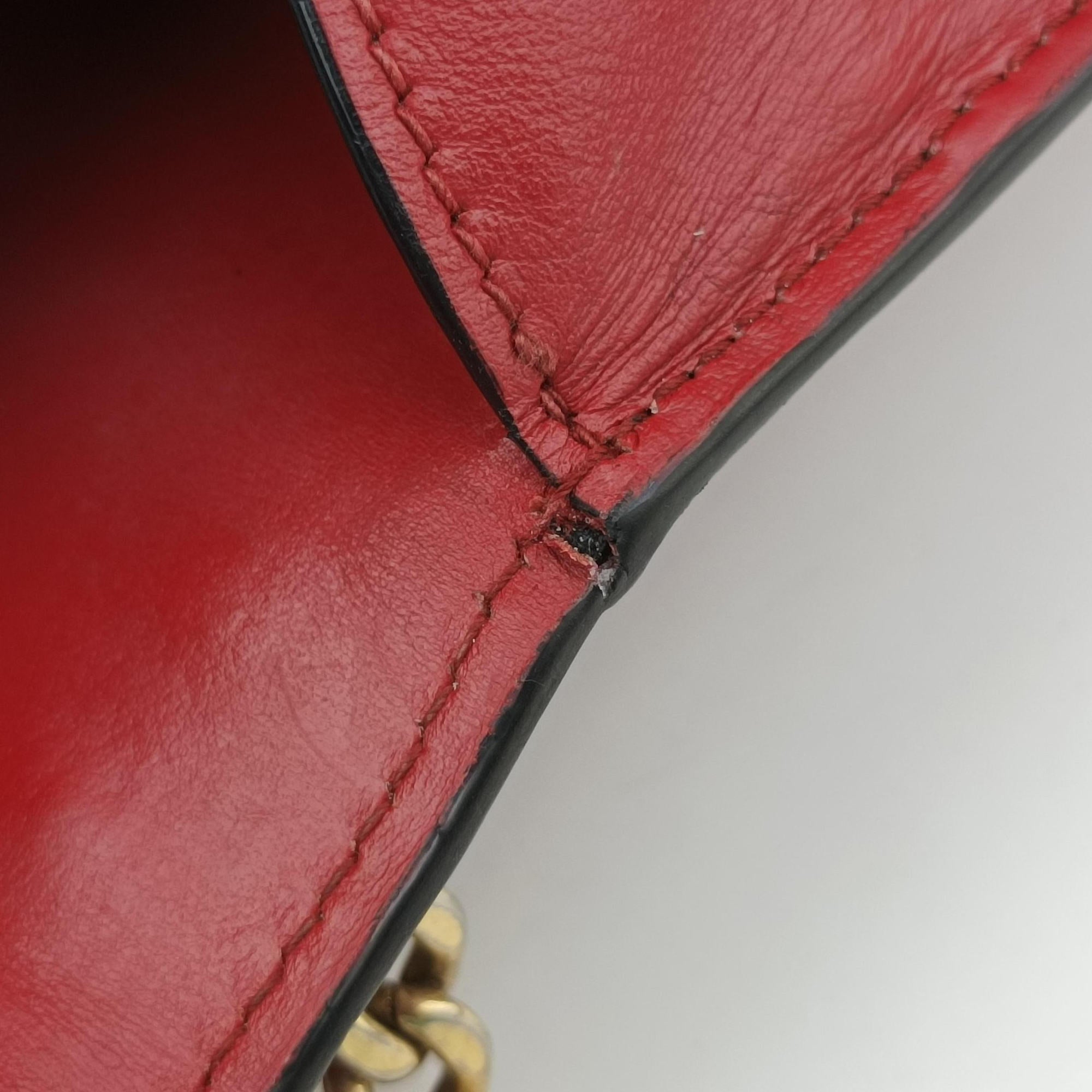Vintage Prada Triangle Logo Red SAFFIANO Leather 1BD200 shoulderbag | stylenewstar