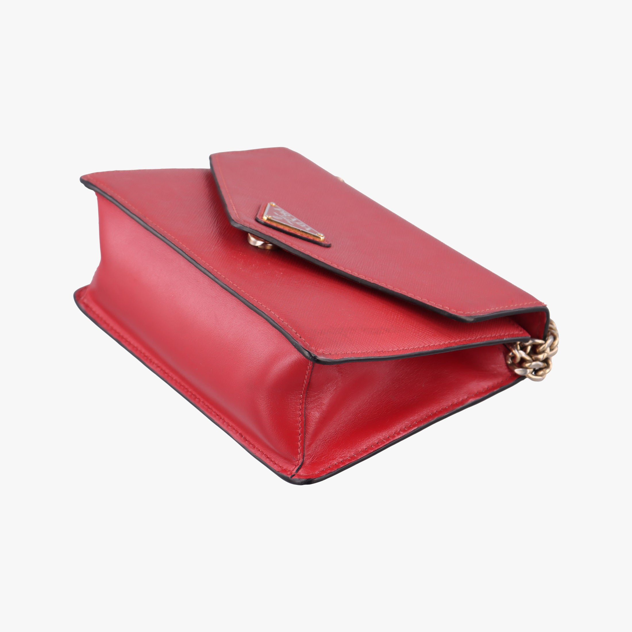 Vintage Prada Triangle Logo Red SAFFIANO Leather 1BD200 shoulderbag | stylenewstar