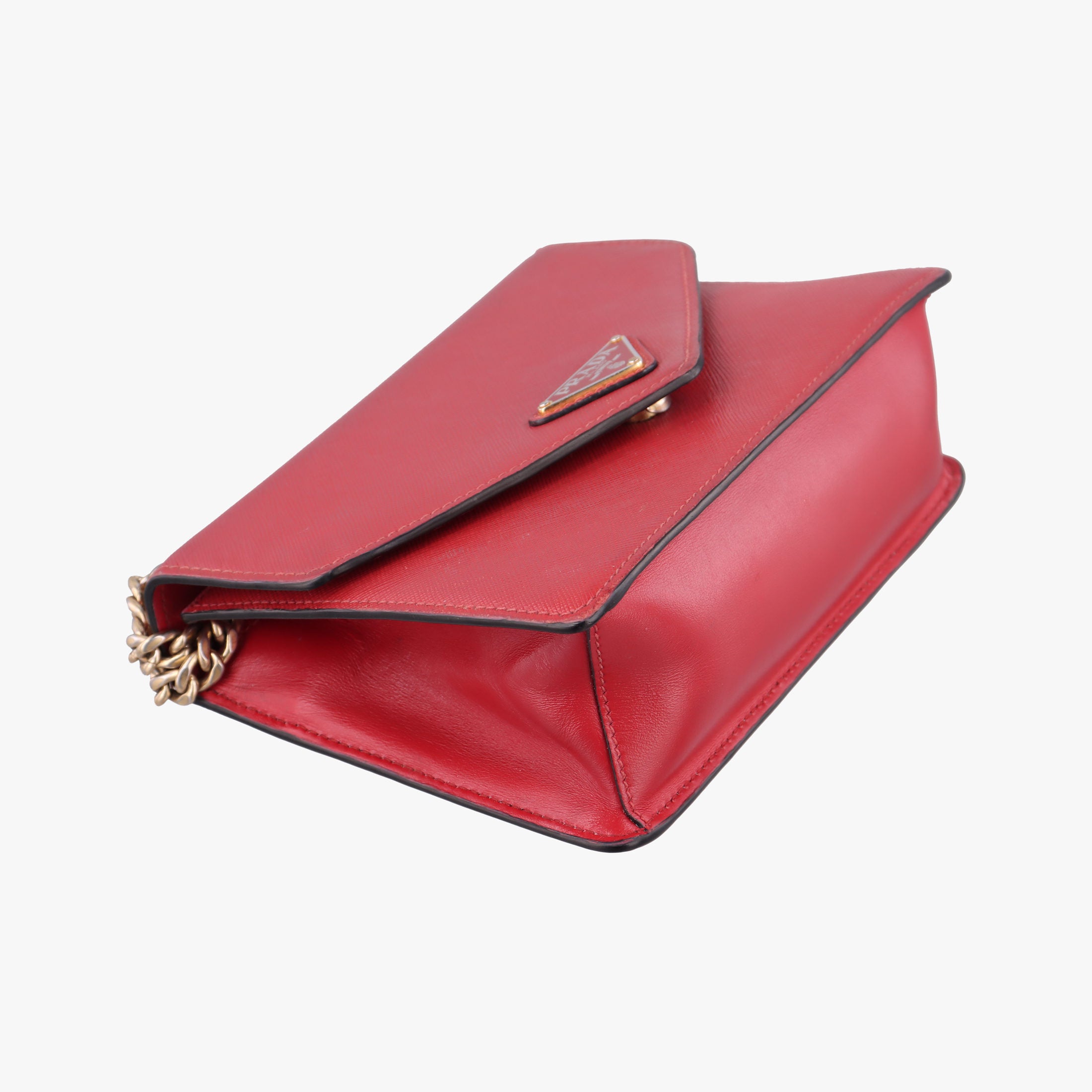 Vintage Prada Triangle Logo Red SAFFIANO Leather 1BD200 shoulderbag | stylenewstar