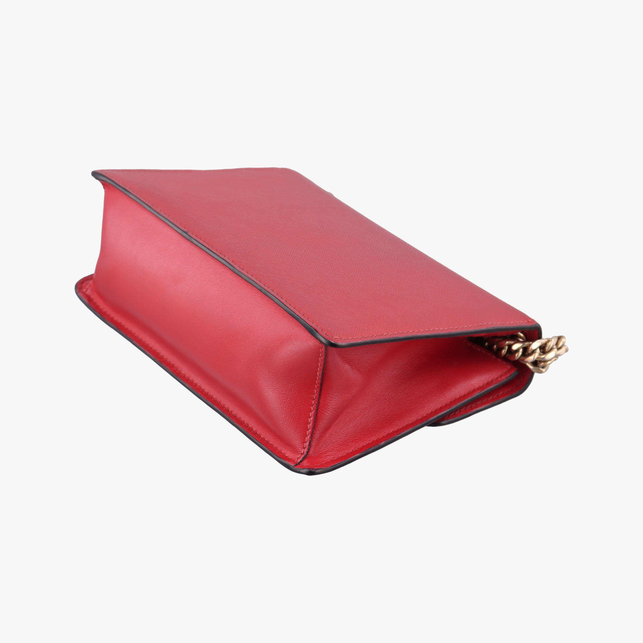 Vintage Prada Triangle Logo Red SAFFIANO Leather 1BD200 shoulderbag | stylenewstar