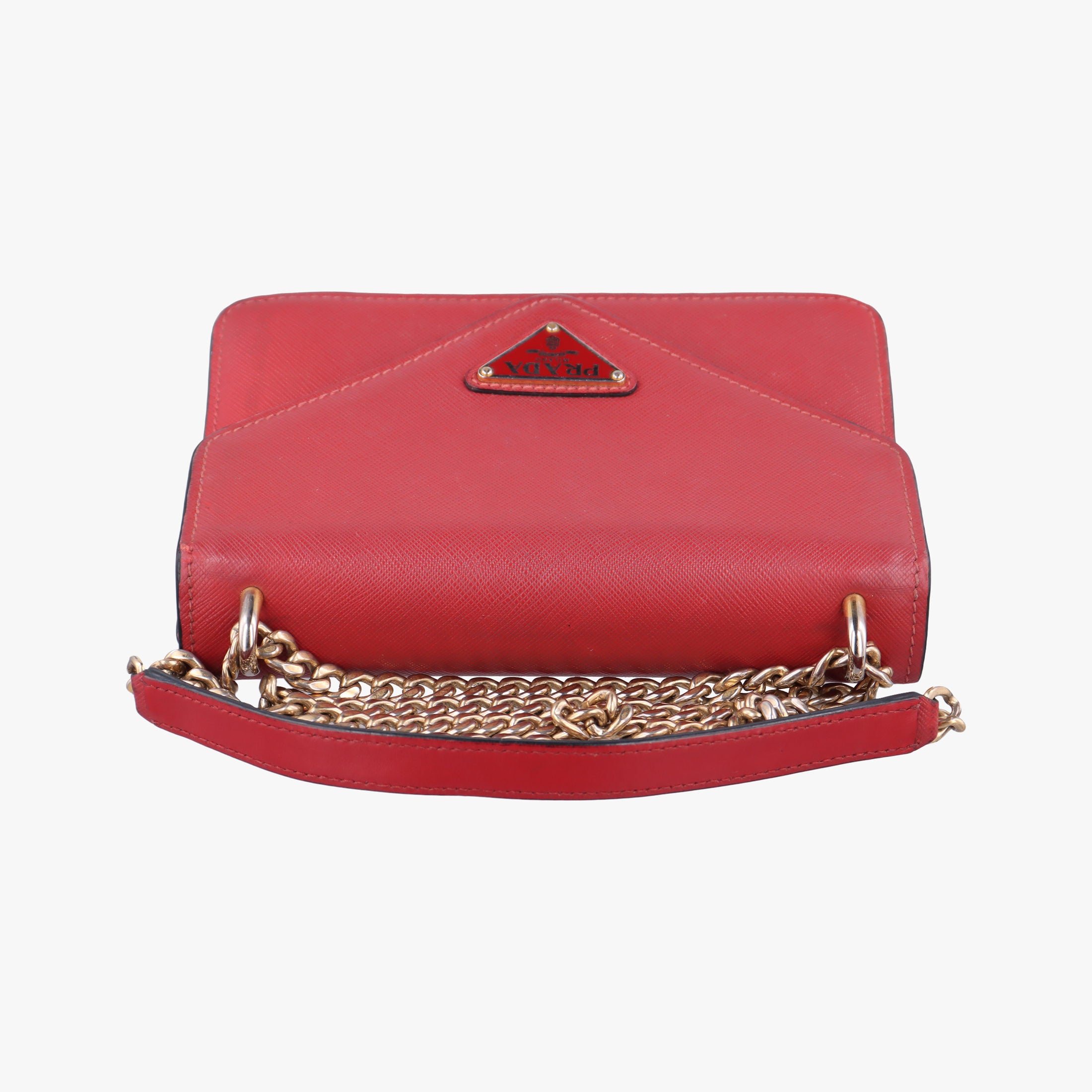 Vintage Prada Triangle Logo Red SAFFIANO Leather 1BD200 shoulderbag | stylenewstar