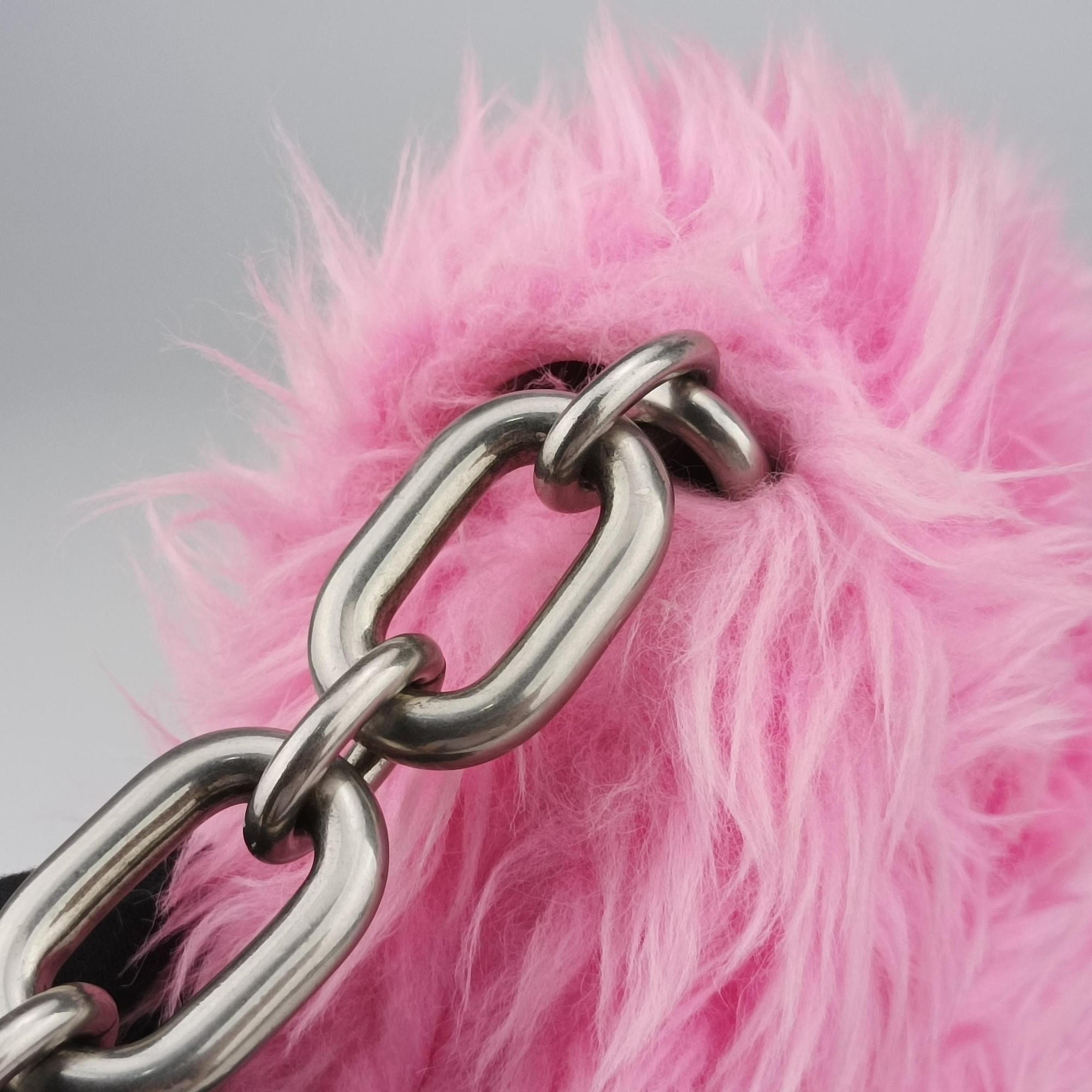 Pre-owned Balenciaga Hourglass Pink Faux fur 715153 210N2 shoulderbag | stylenewstar