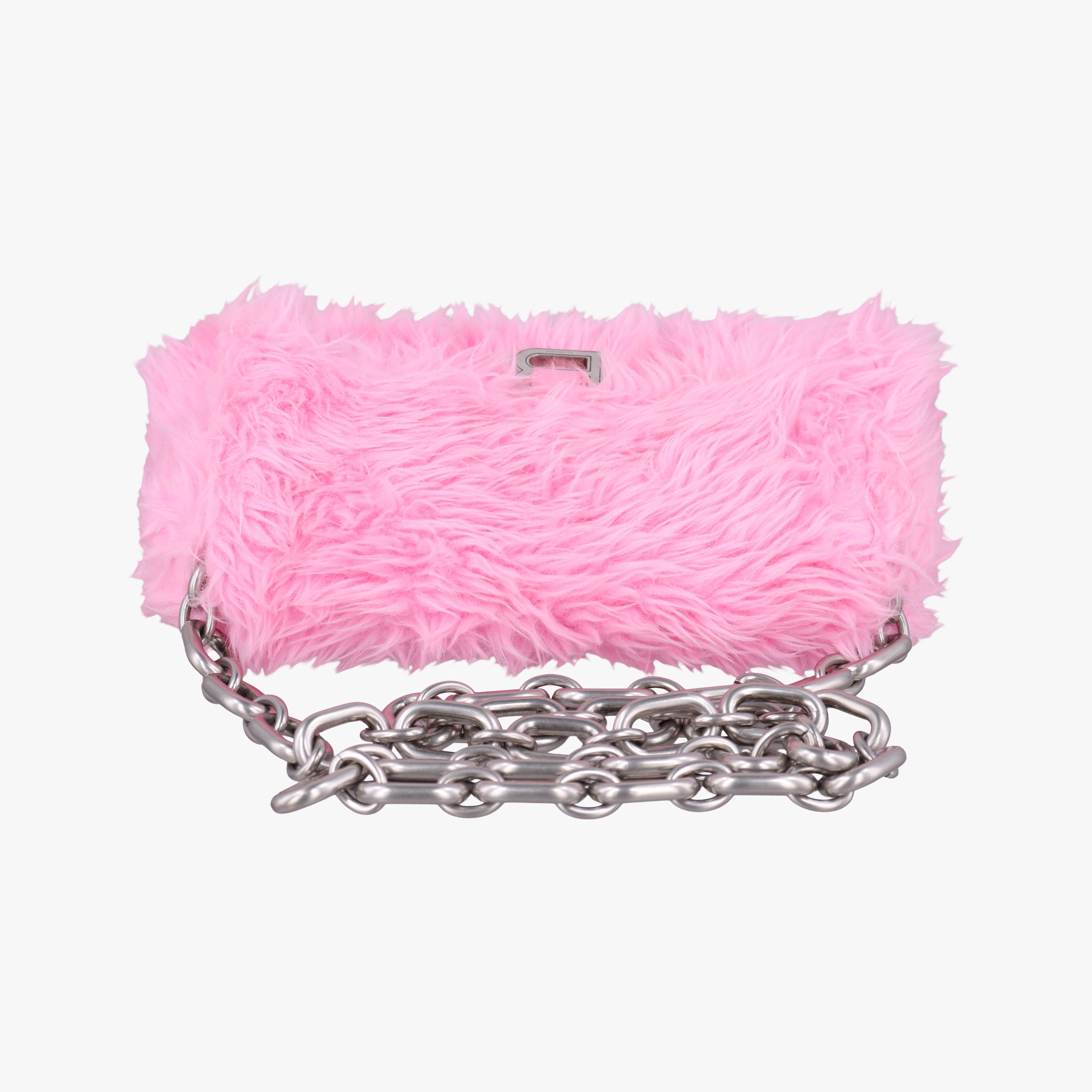 Pre-owned Balenciaga Hourglass Pink Faux fur 715153 210N2 shoulderbag | stylenewstar