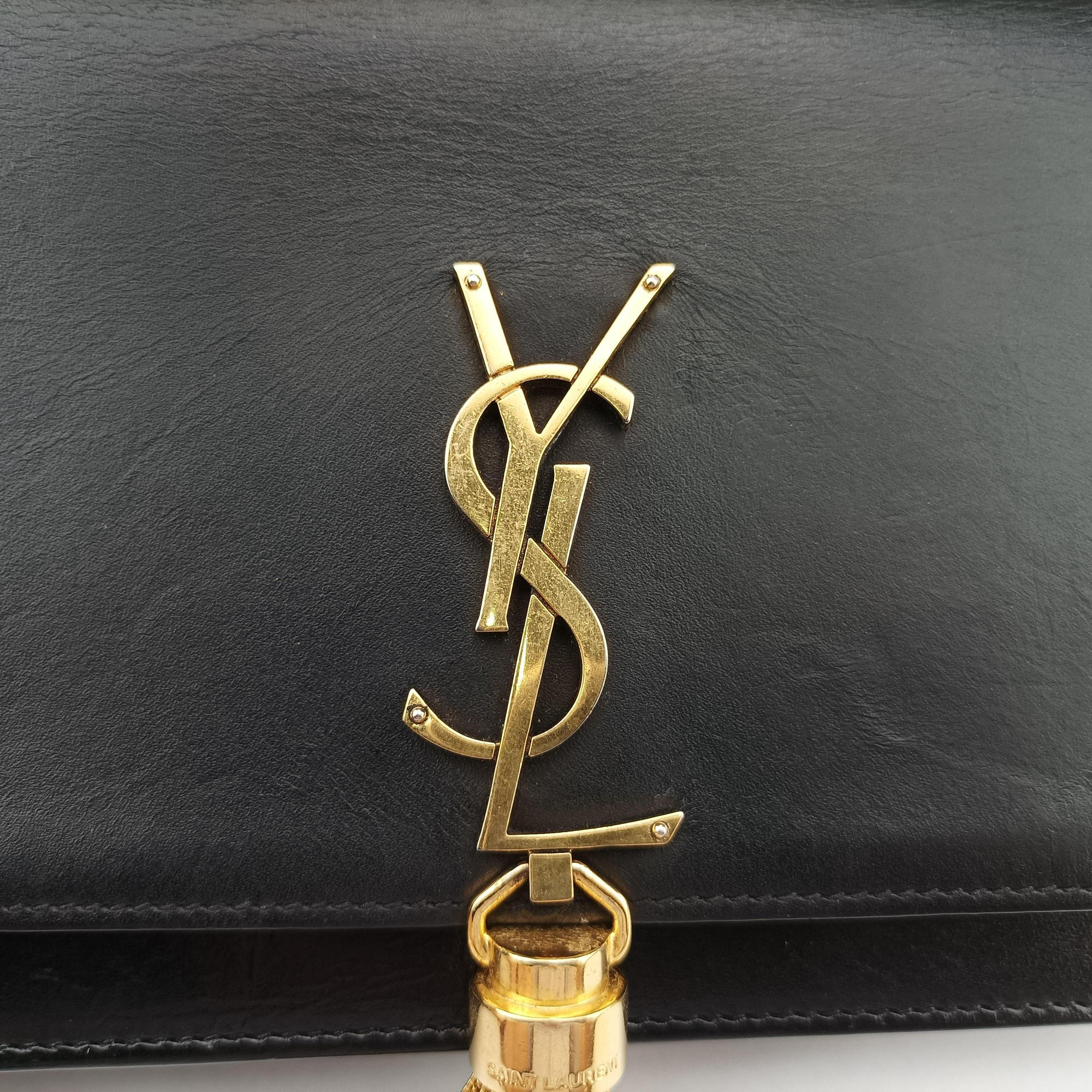 Pre-owned Yves Saint Laurent KATE Black Leather 452159 shoulderbag | stylenewstar