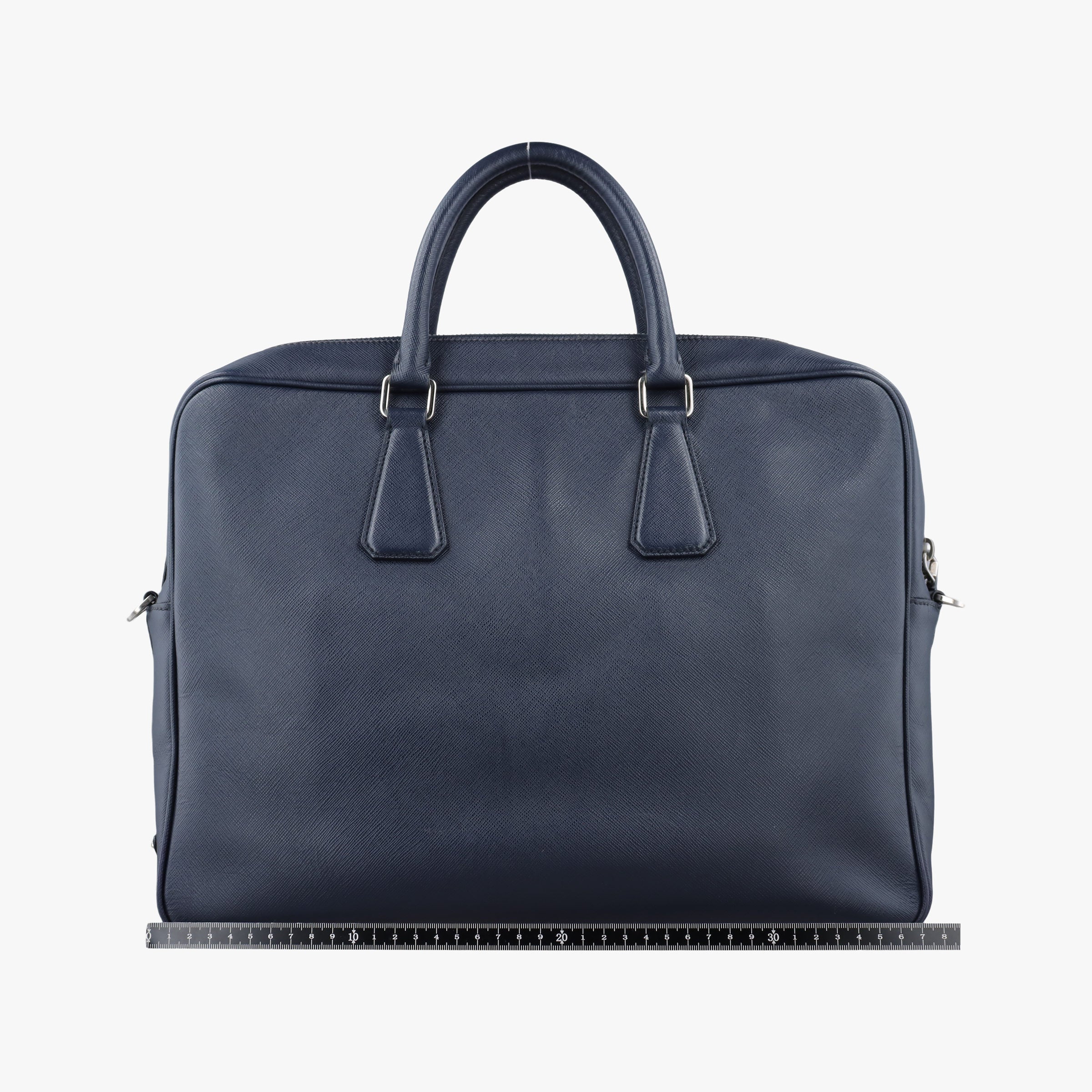 Secondhand Prada Triangle Logo Plate Navy Saffiano Leather  shoulderbag | stylenewstar