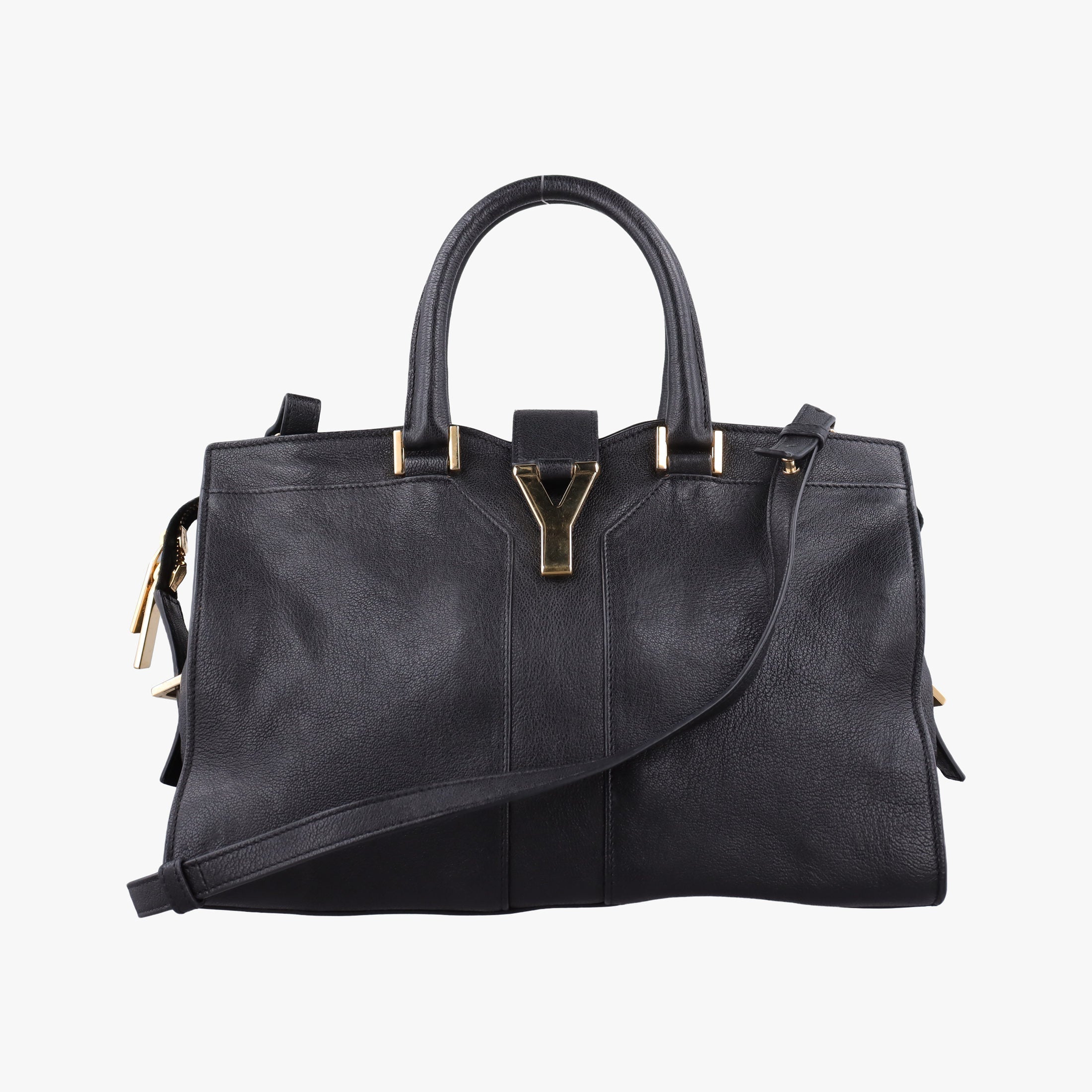 Pre-owned Yves Saint Laurent Cabas ChYc Black Leather 400666 shoulderbag | stylenewstar