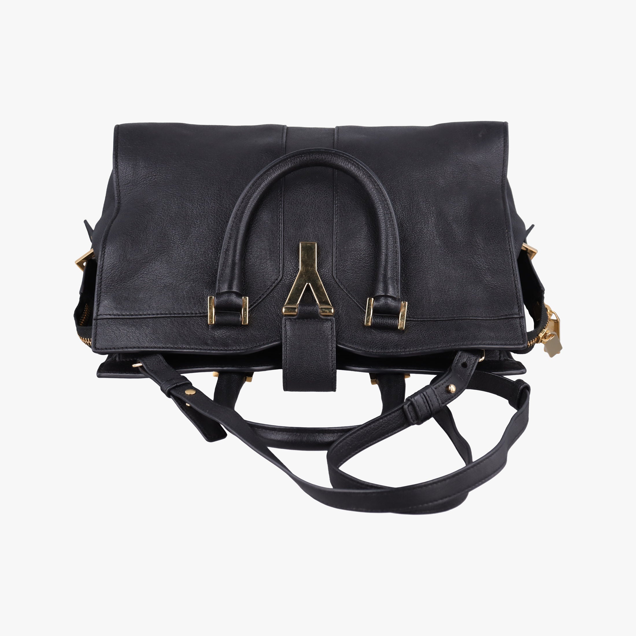 Pre-owned Yves Saint Laurent Cabas ChYc Black Leather 400666 shoulderbag | stylenewstar