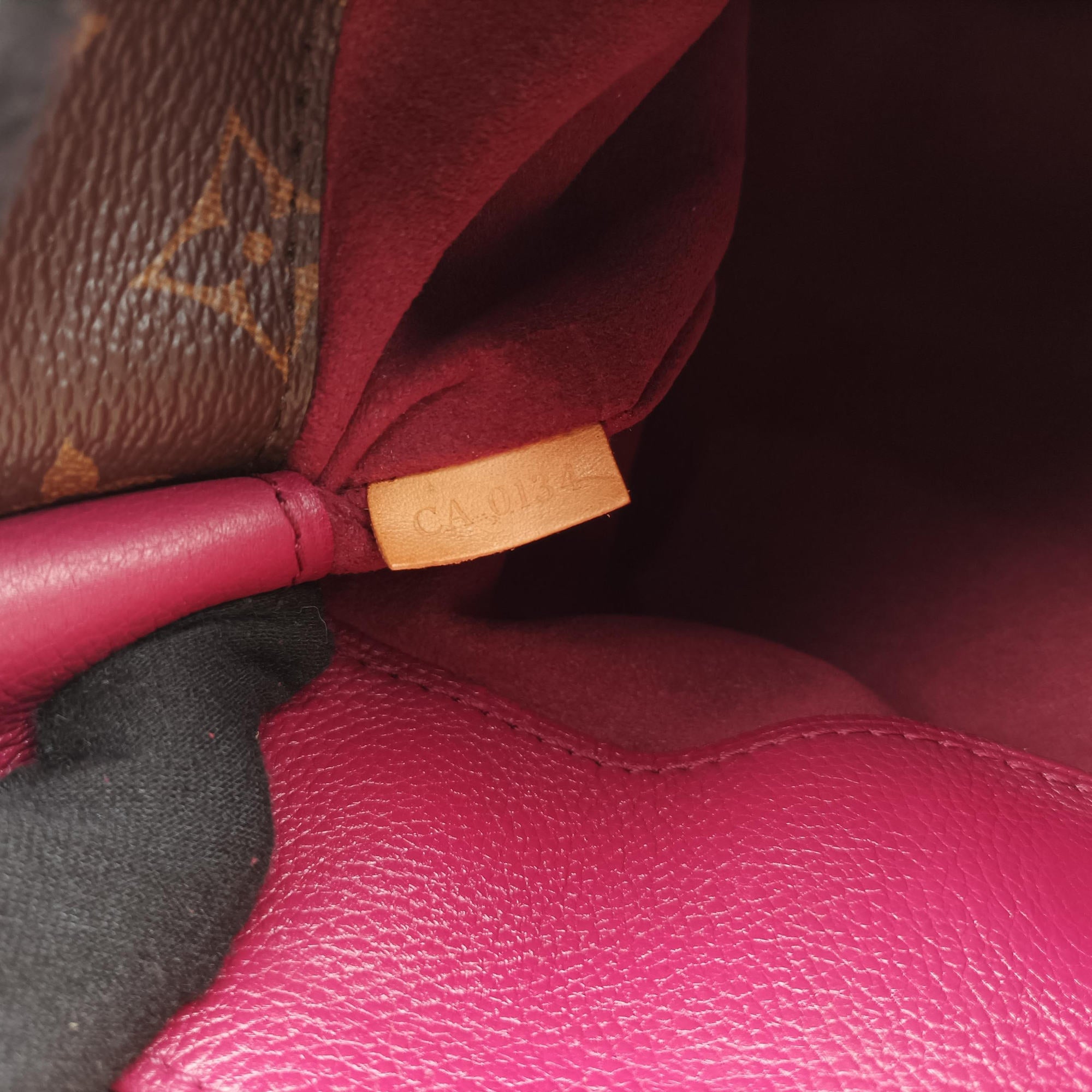 Pre-owned Louis Vuitton PALLAS brown×SAFRAN Monogram Canvas×calf leather M40929 shoulderbag | stylenewstar