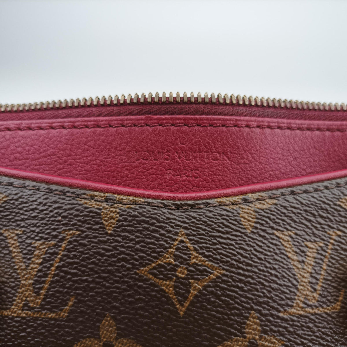 Pre-owned Louis Vuitton PALLAS brown×SAFRAN Monogram Canvas×calf leather M40929 shoulderbag | stylenewstar