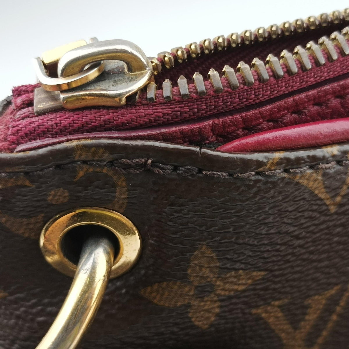 Pre-owned Louis Vuitton PALLAS brown×SAFRAN Monogram Canvas×calf leather M40929 shoulderbag | stylenewstar