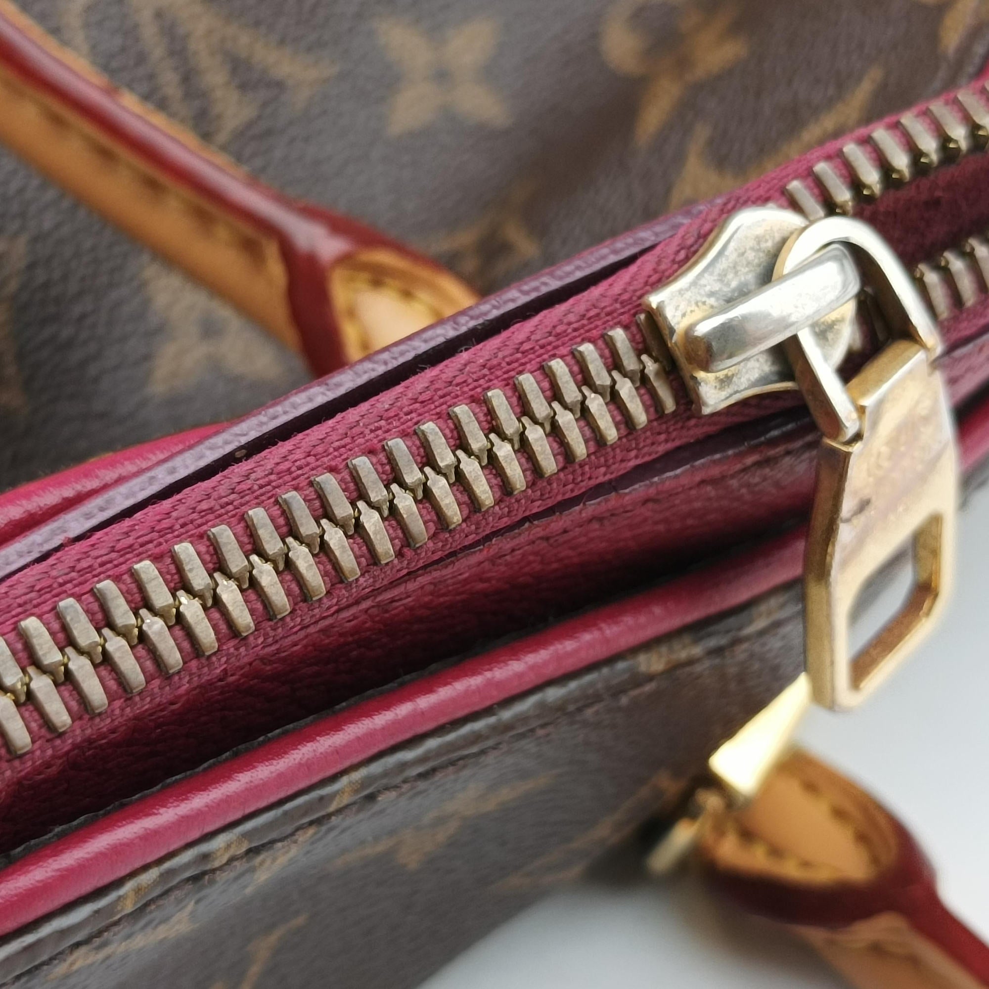 Pre-owned Louis Vuitton PALLAS brown×SAFRAN Monogram Canvas×calf leather M40929 shoulderbag | stylenewstar