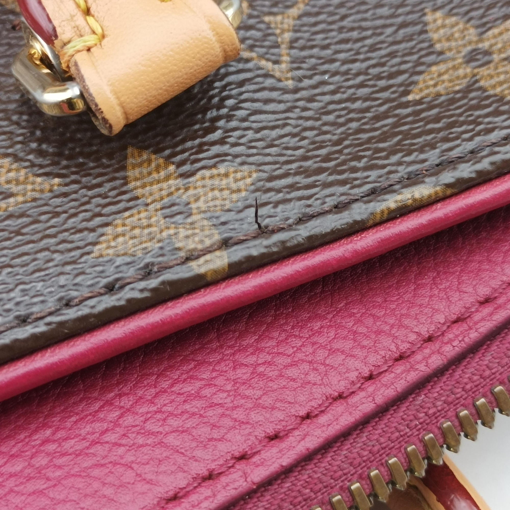 Pre-owned Louis Vuitton PALLAS brown×SAFRAN Monogram Canvas×calf leather M40929 shoulderbag | stylenewstar