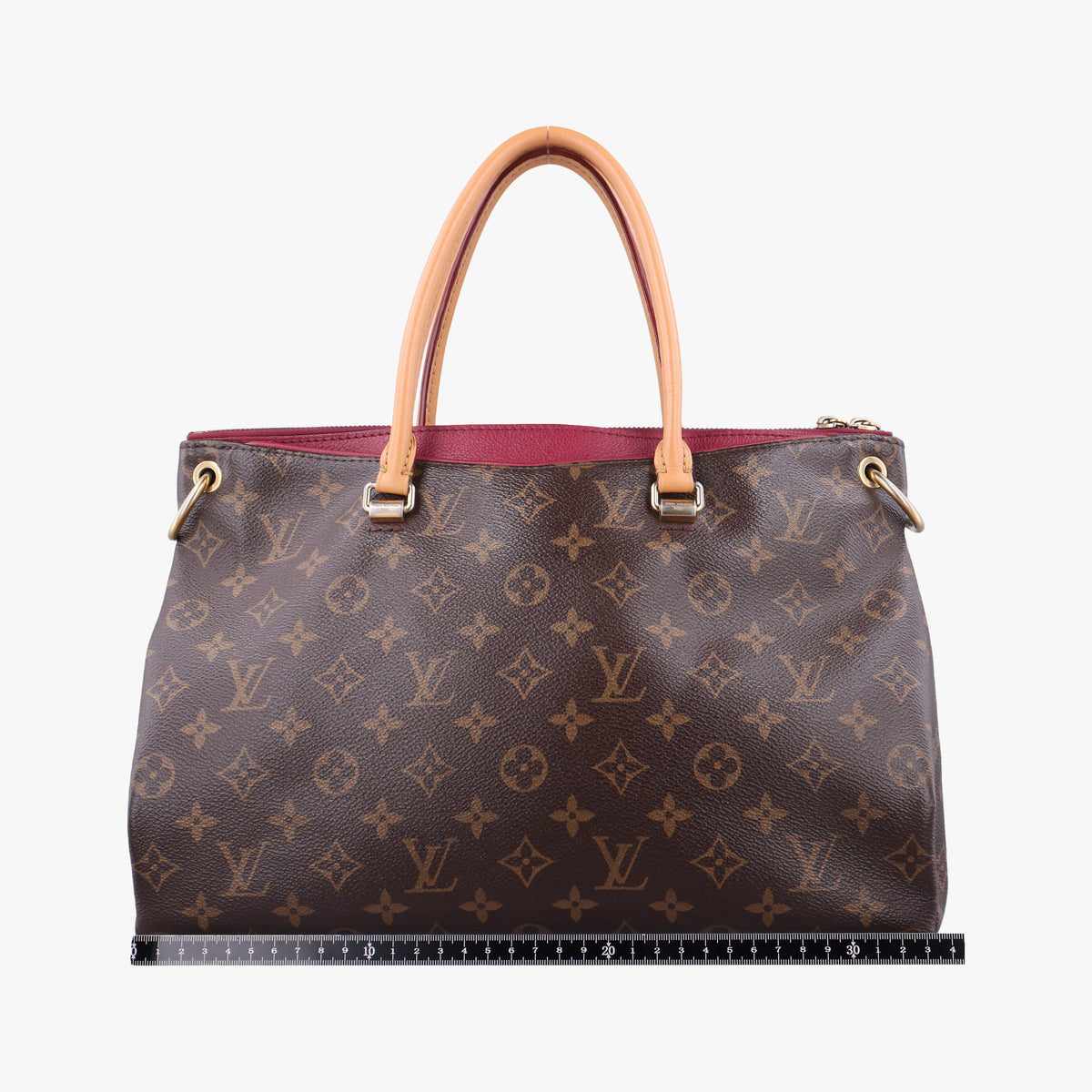 Pre-owned Louis Vuitton PALLAS brown×SAFRAN Monogram Canvas×calf leather M40929 shoulderbag | stylenewstar