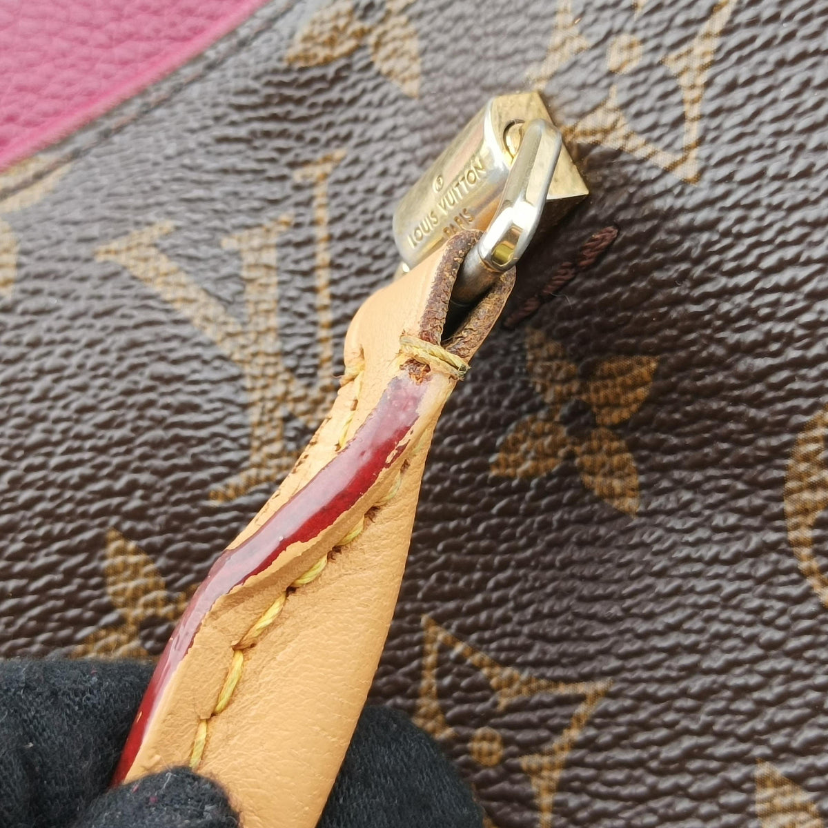 Pre-owned Louis Vuitton PALLAS brown×SAFRAN Monogram Canvas×calf leather M40929 shoulderbag | stylenewstar