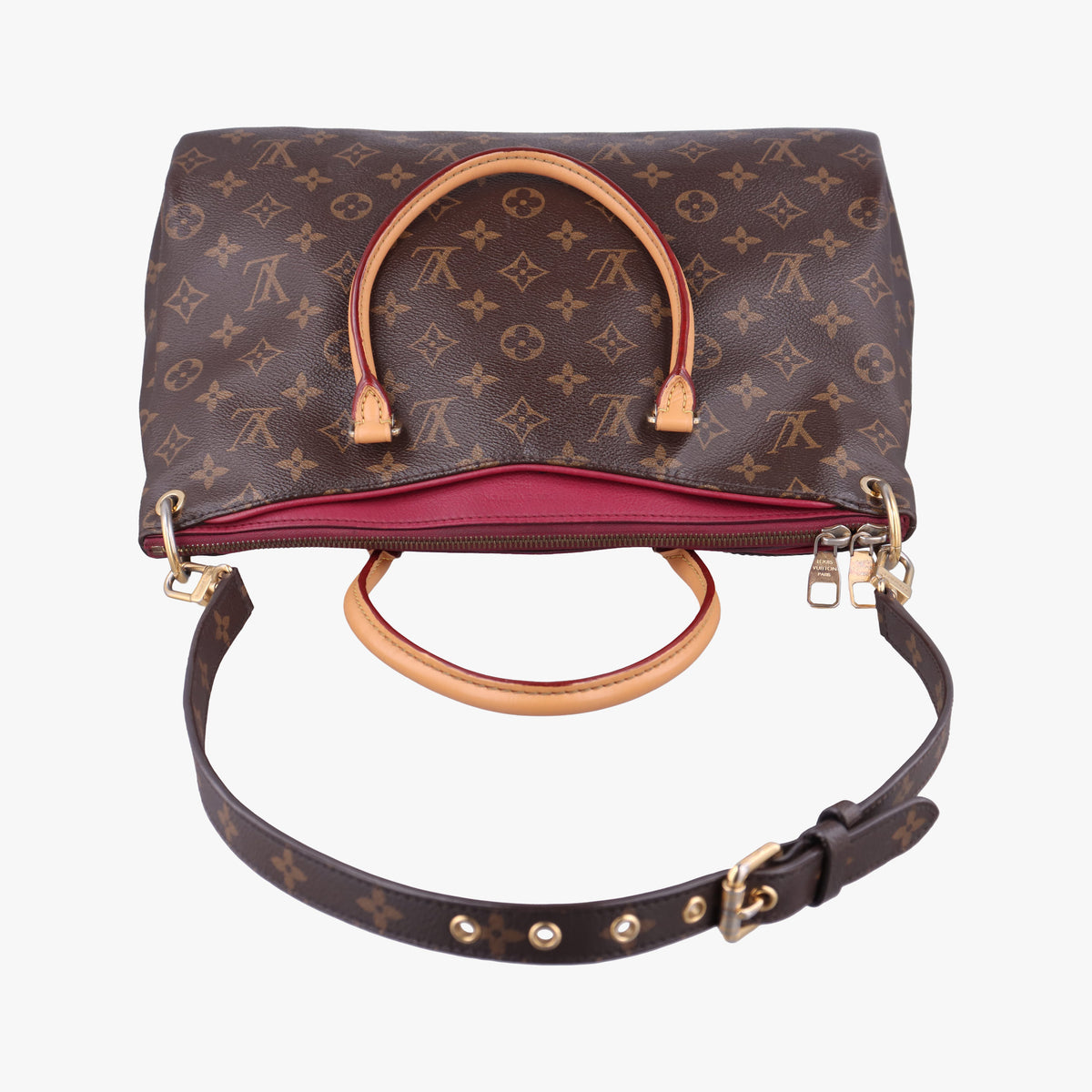 Pre-owned Louis Vuitton PALLAS brown×SAFRAN Monogram Canvas×calf leather M40929 shoulderbag | stylenewstar