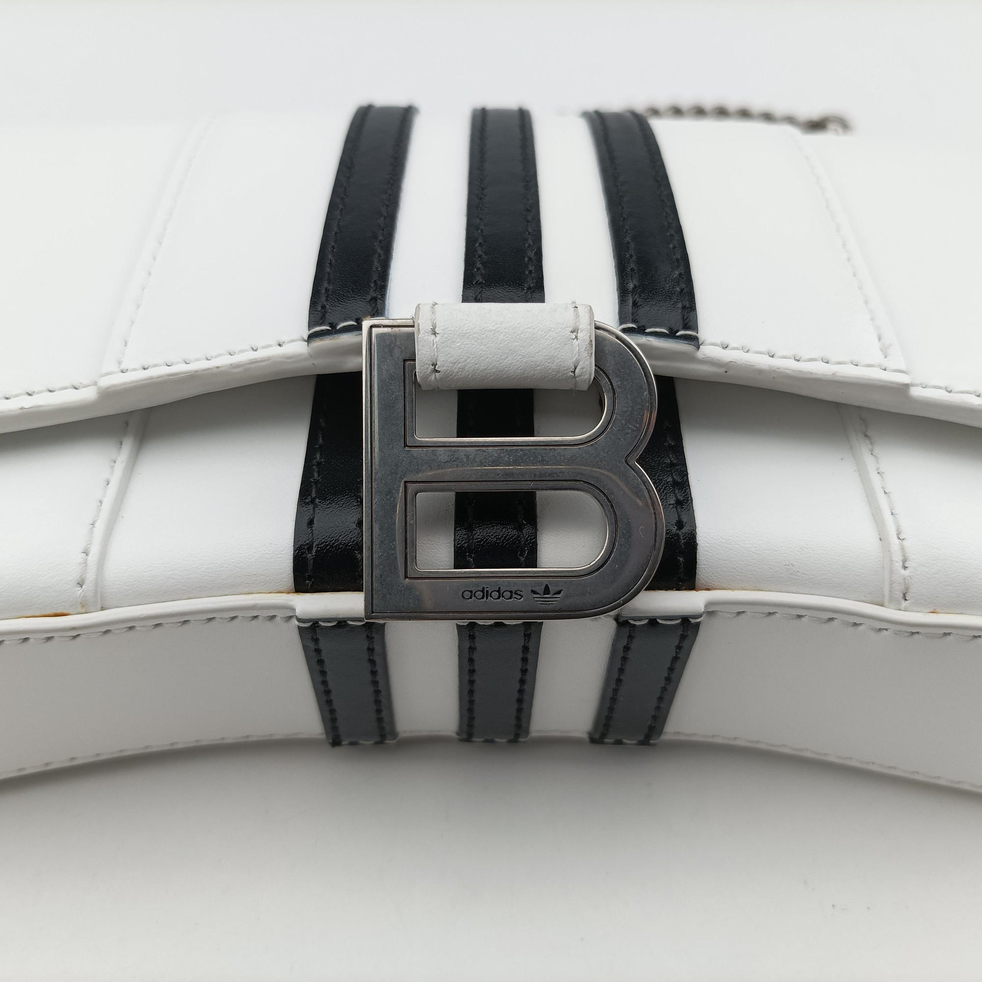 Vintage Balenciaga Hourglass adidas White x black Leather  shoulderbag | stylenewstar