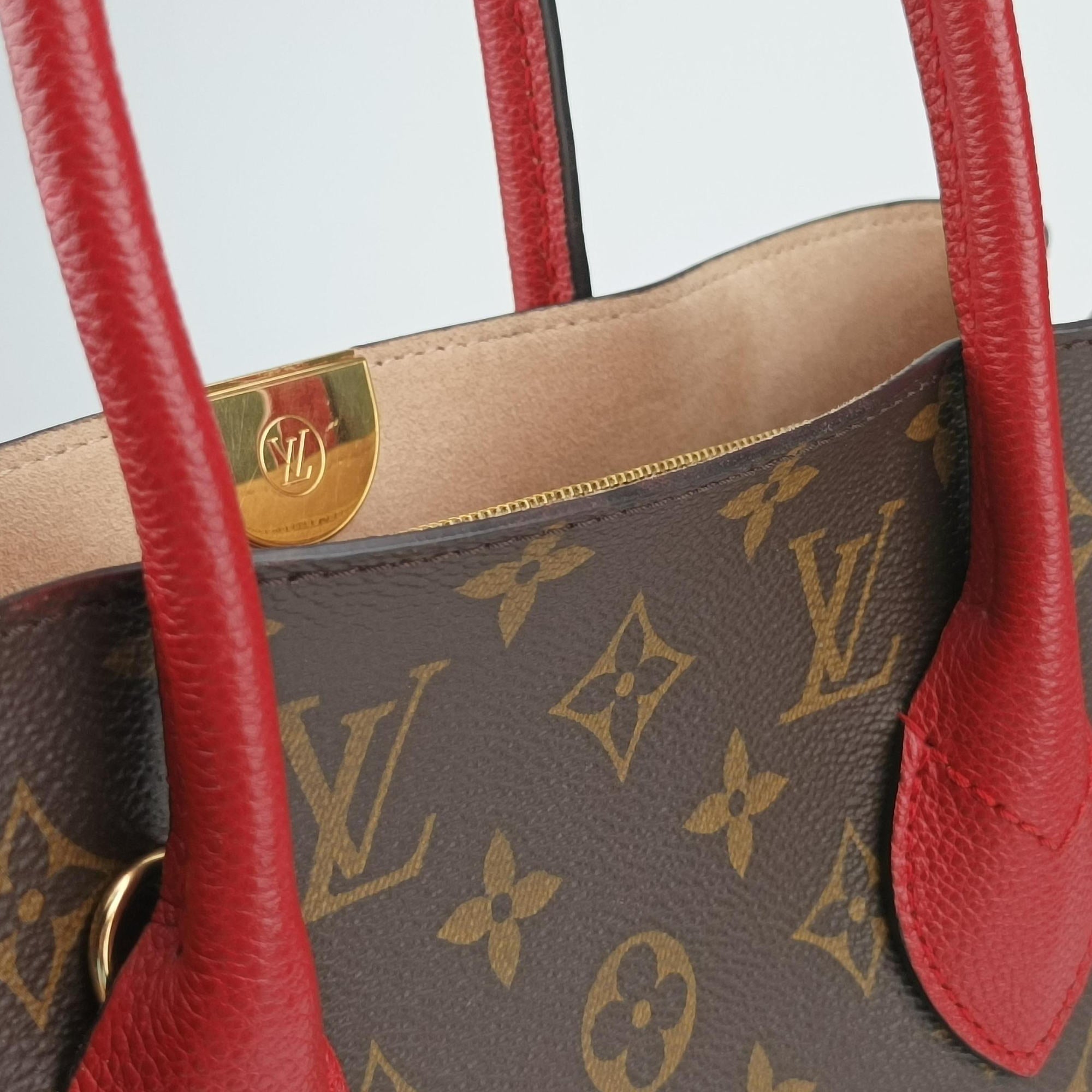 Secondhand Louis Vuitton FLANDRIN Brown×CERISE Monogram Canvas×calf leather M41596 handbag | stylenewstar