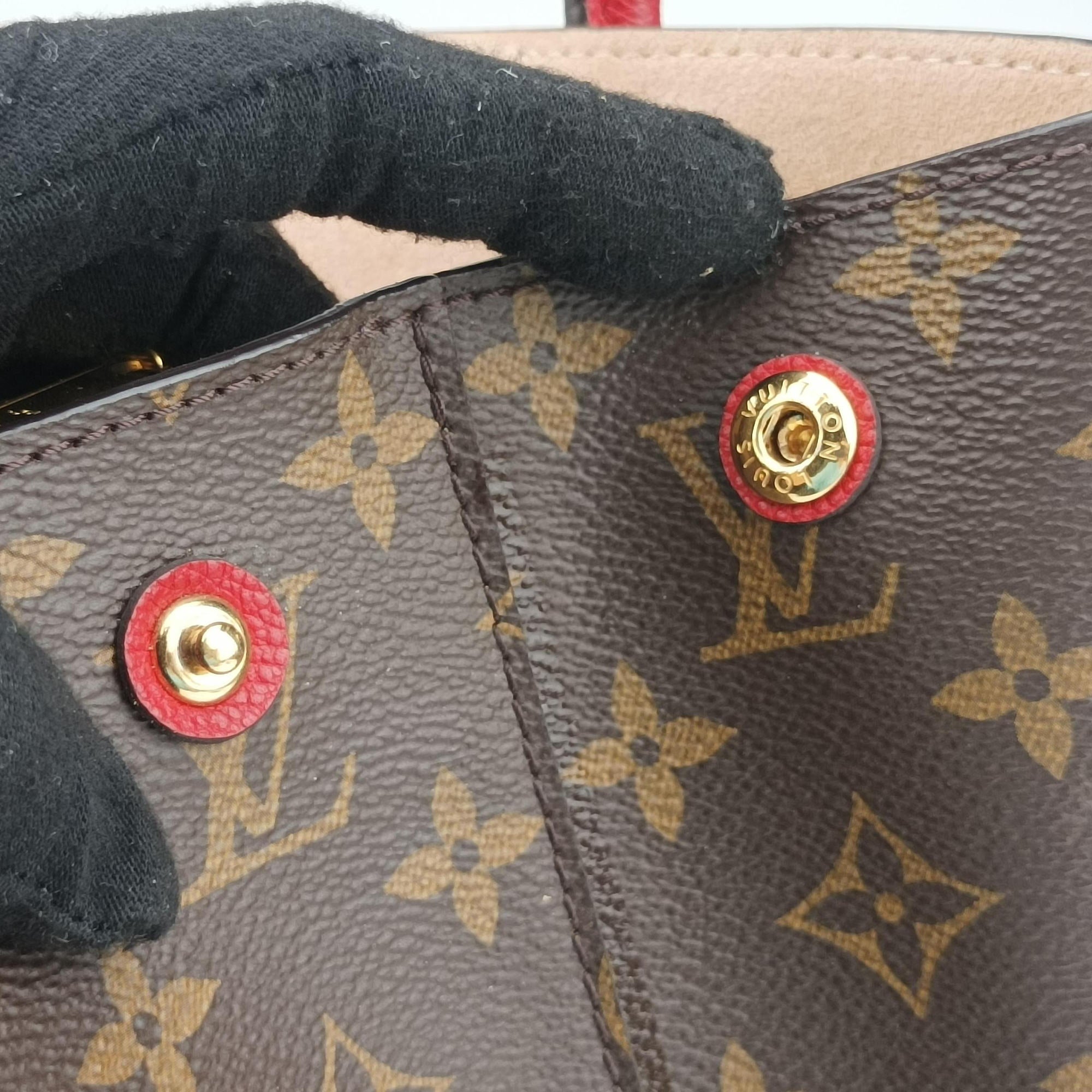 Secondhand Louis Vuitton FLANDRIN Brown×CERISE Monogram Canvas×calf leather M41596 handbag | stylenewstar