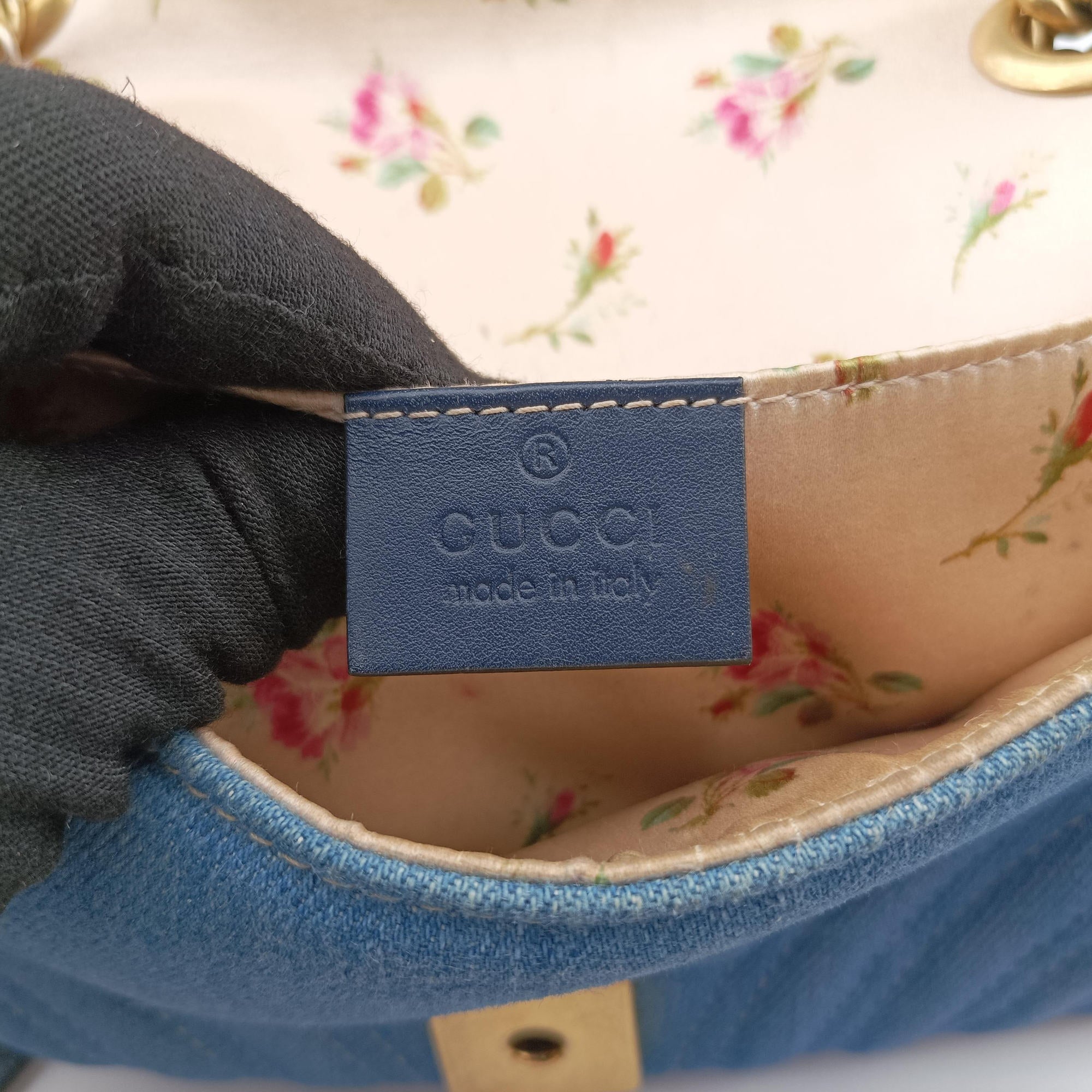 Secondhand Gucci GG Marmont Blue Denim 446744 shoulderbag | stylenewstar