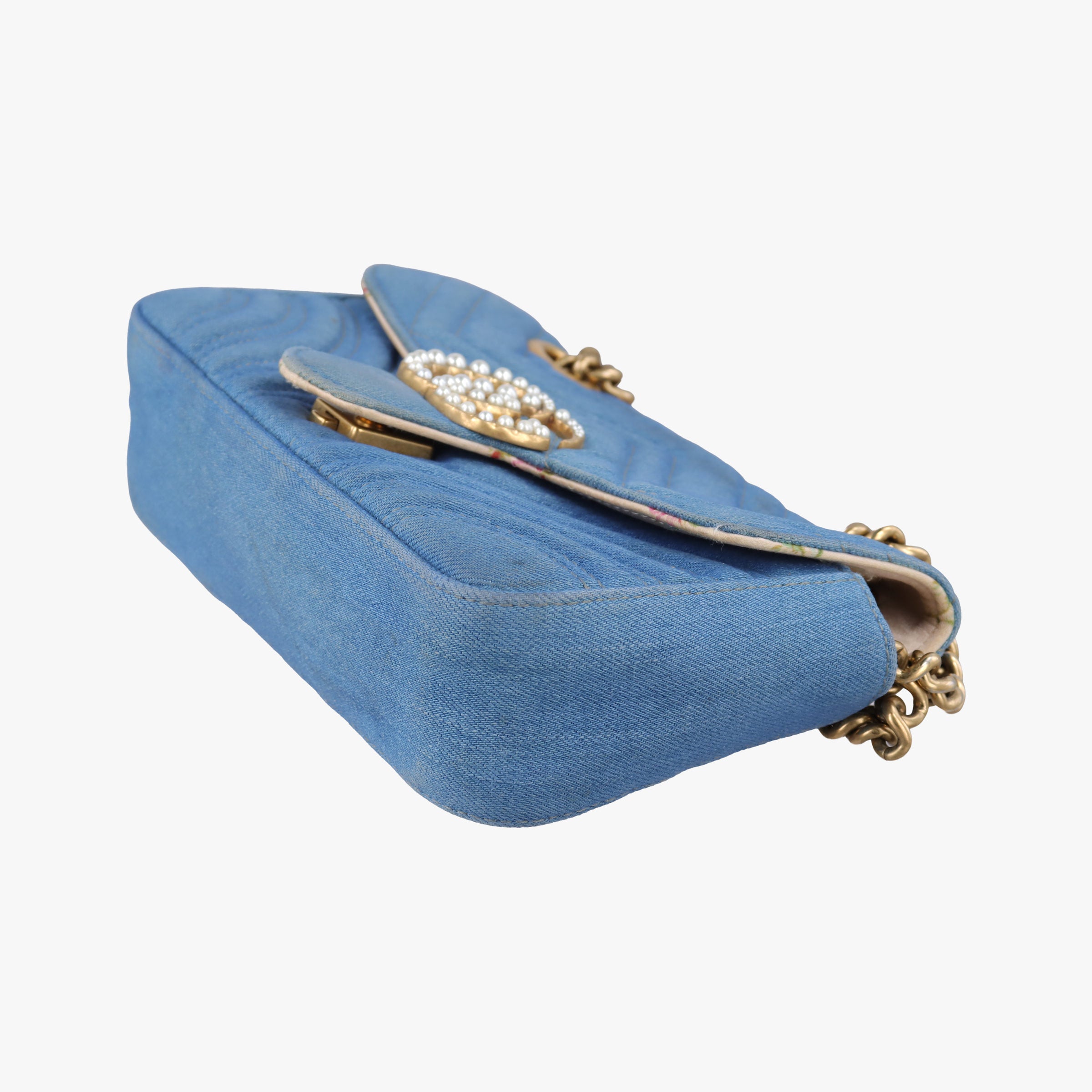 Secondhand Gucci GG Marmont Blue Denim 446744 shoulderbag | stylenewstar