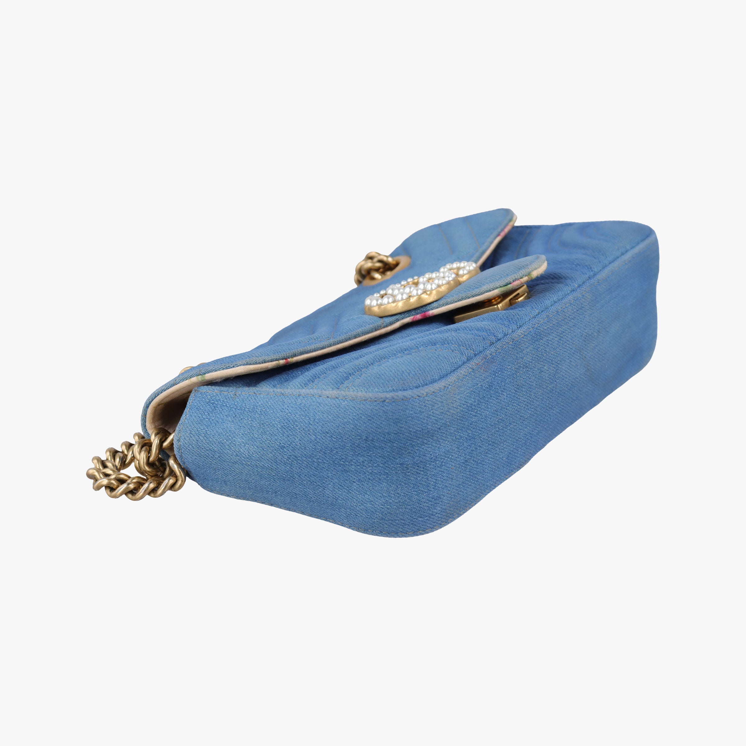 Secondhand Gucci GG Marmont Blue Denim 446744 shoulderbag | stylenewstar