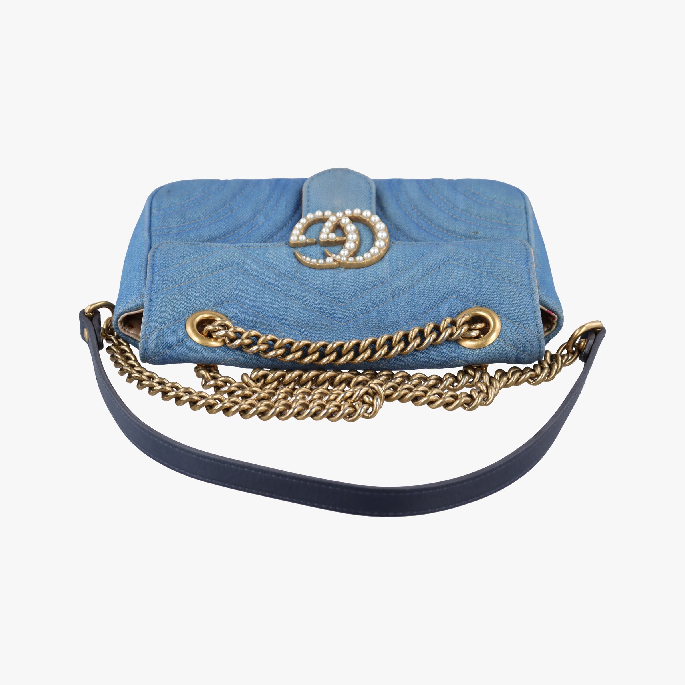 Secondhand Gucci GG Marmont Blue Denim 446744 shoulderbag | stylenewstar
