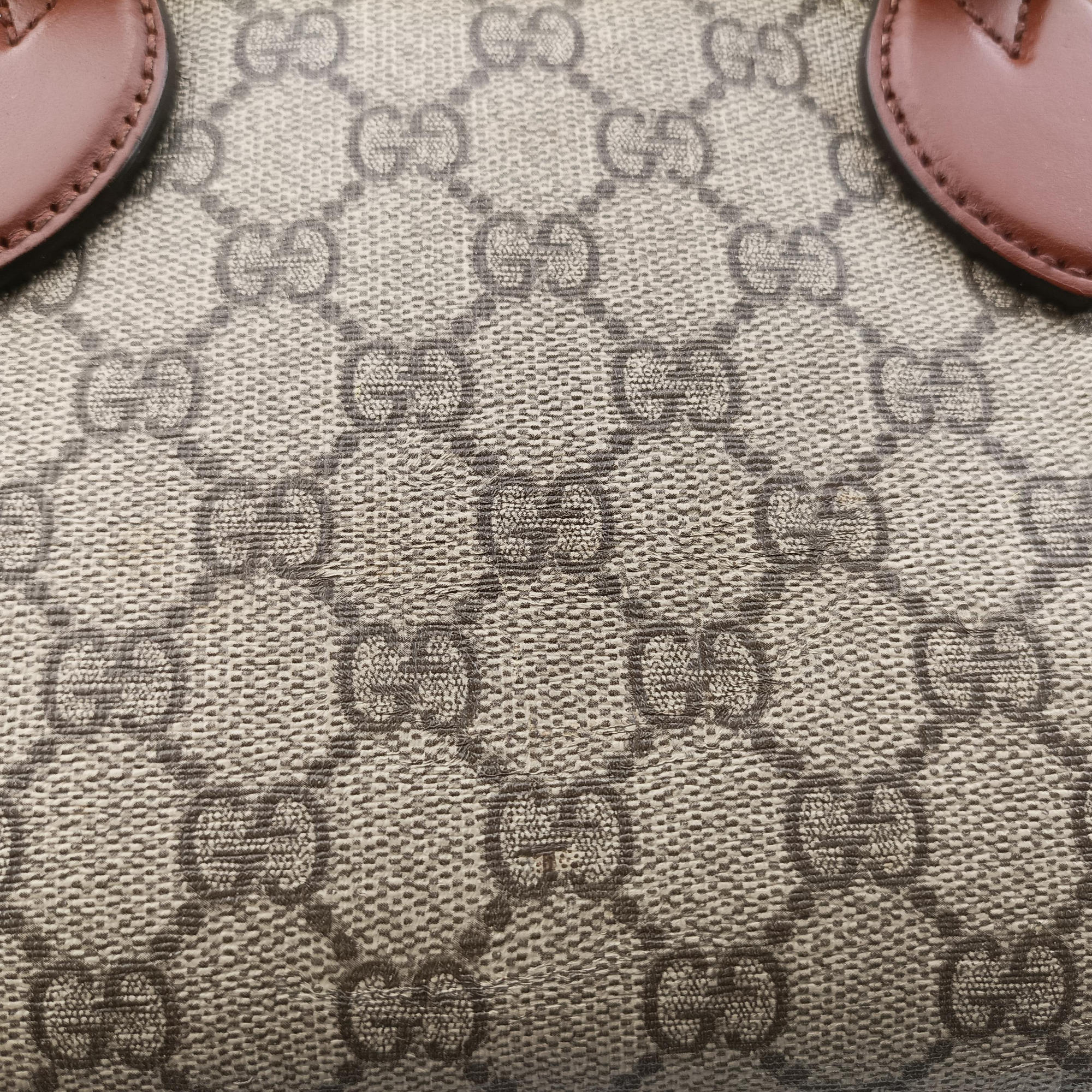 Secondhand Gucci GG SUPREME beige×brown PVC coated canvas×Leather 409529 shoulderbag | stylenewstar