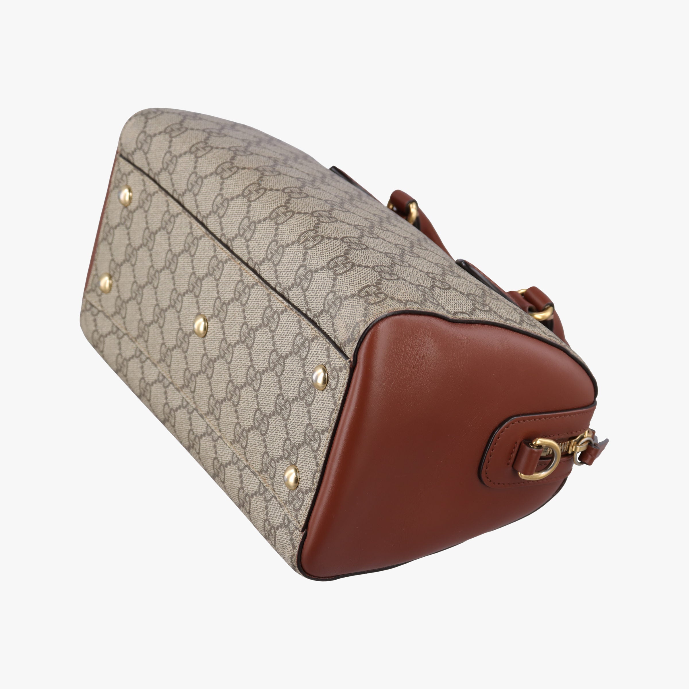Secondhand Gucci GG SUPREME beige×brown PVC coated canvas×Leather 409529 shoulderbag | stylenewstar
