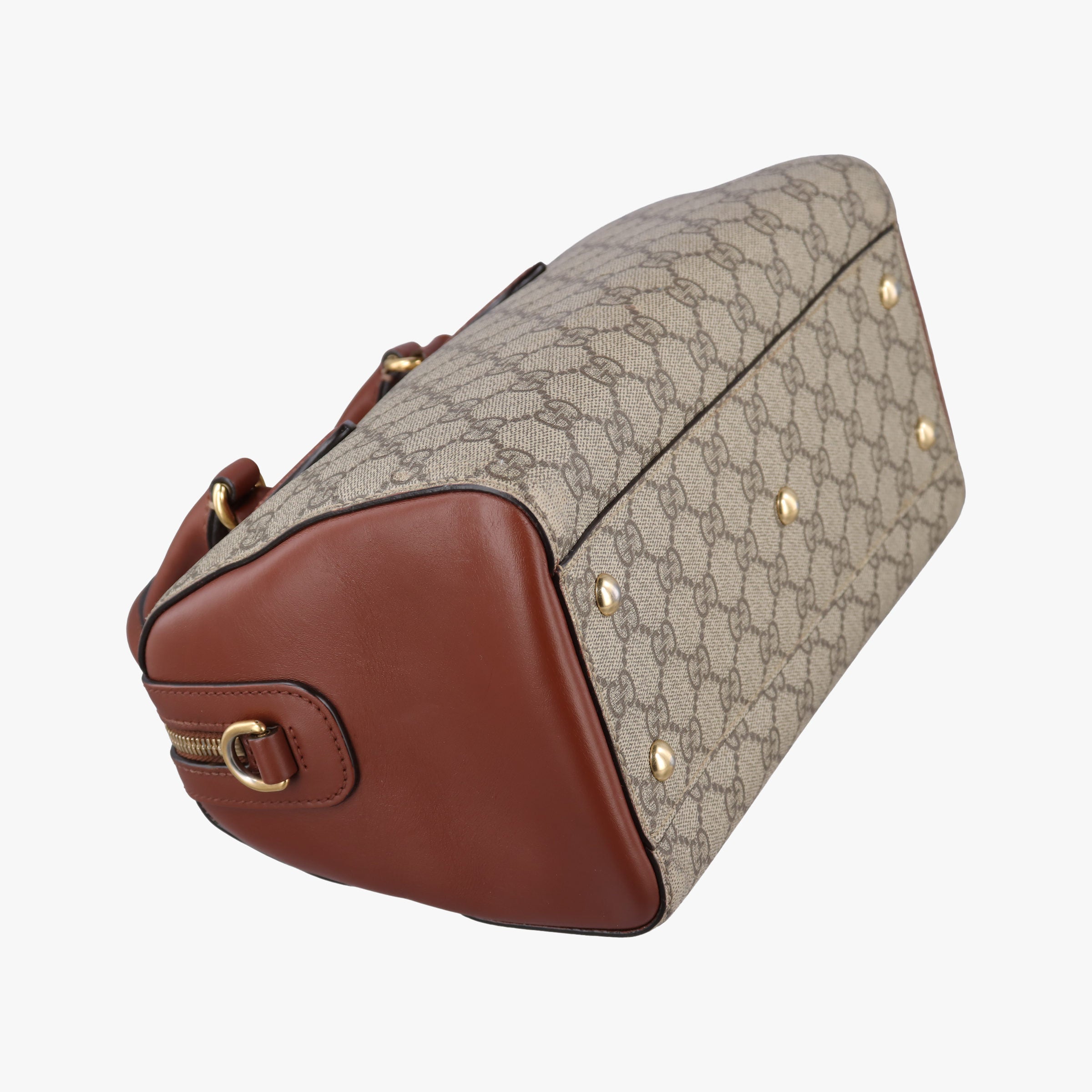 Secondhand Gucci GG SUPREME beige×brown PVC coated canvas×Leather 409529 shoulderbag | stylenewstar