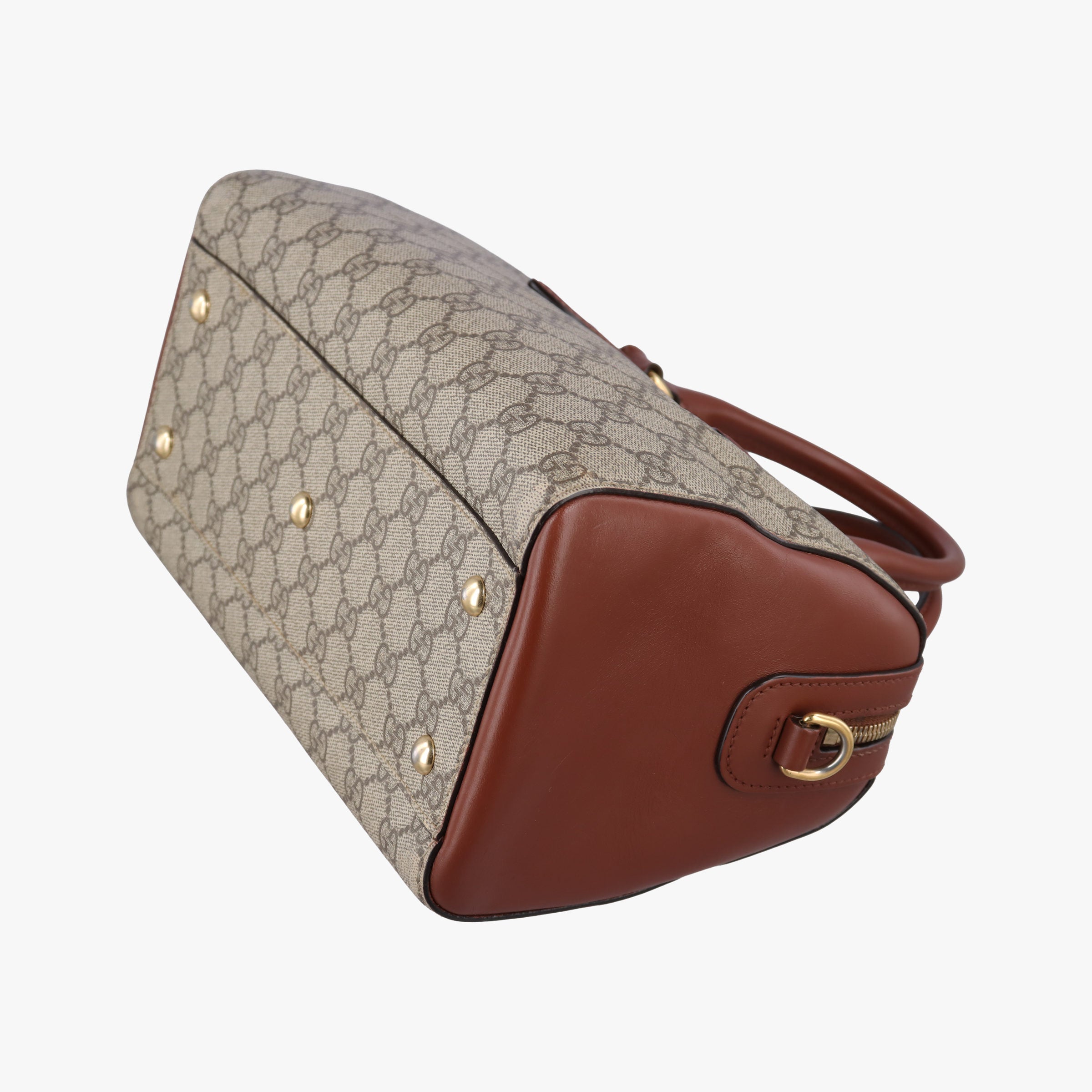 Secondhand Gucci GG SUPREME beige×brown PVC coated canvas×Leather 409529 shoulderbag | stylenewstar