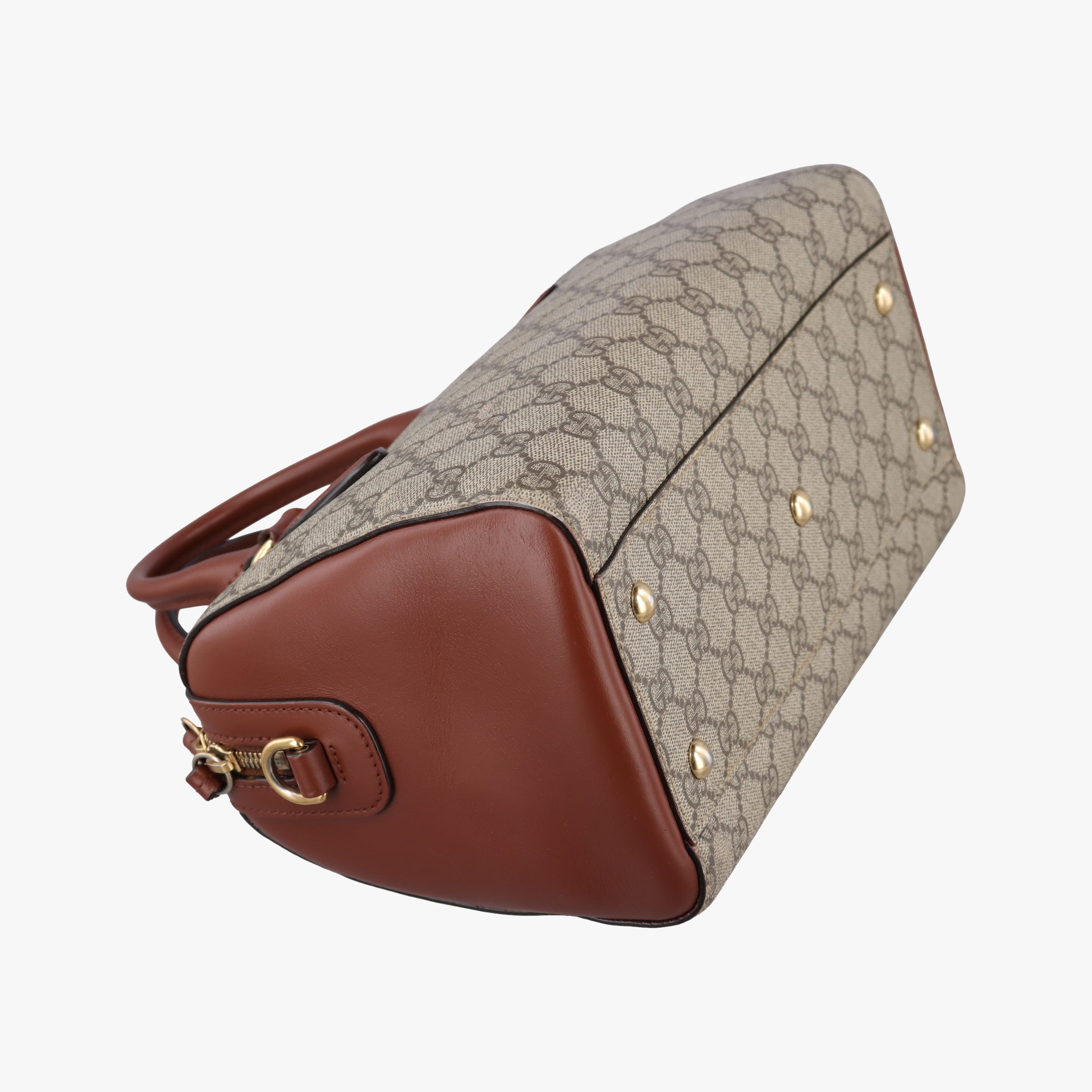 Secondhand Gucci GG SUPREME beige×brown PVC coated canvas×Leather 409529 shoulderbag | stylenewstar
