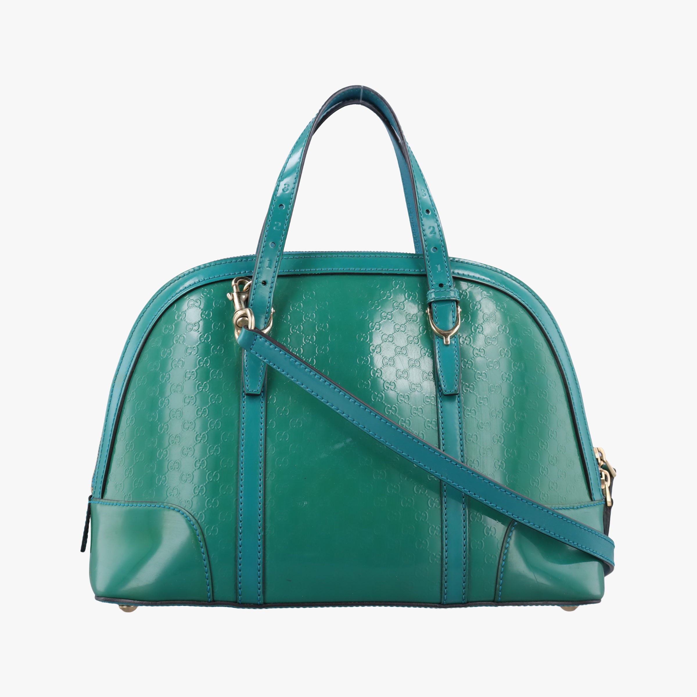 Pre-owned Gucci Microguccissima Green Patent Leather 309617 shoulderbag | stylenewstar