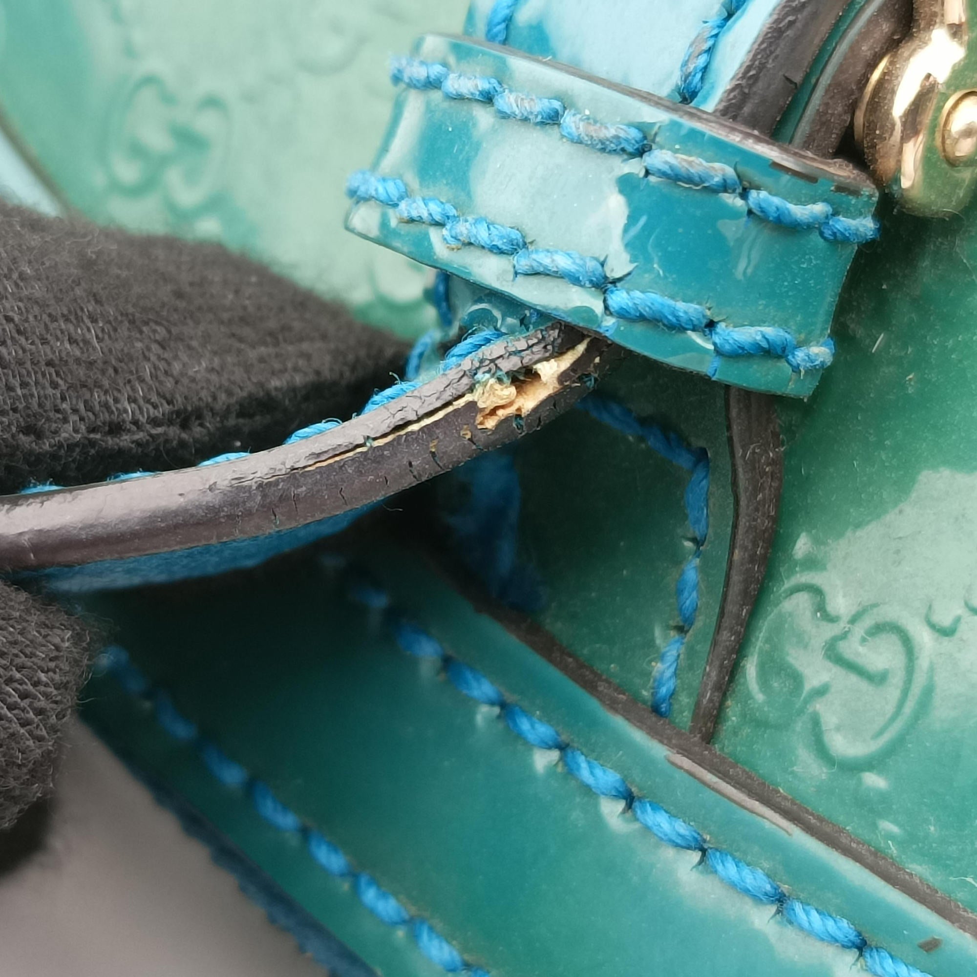Pre-owned Gucci Microguccissima Green Patent Leather 309617 shoulderbag | stylenewstar