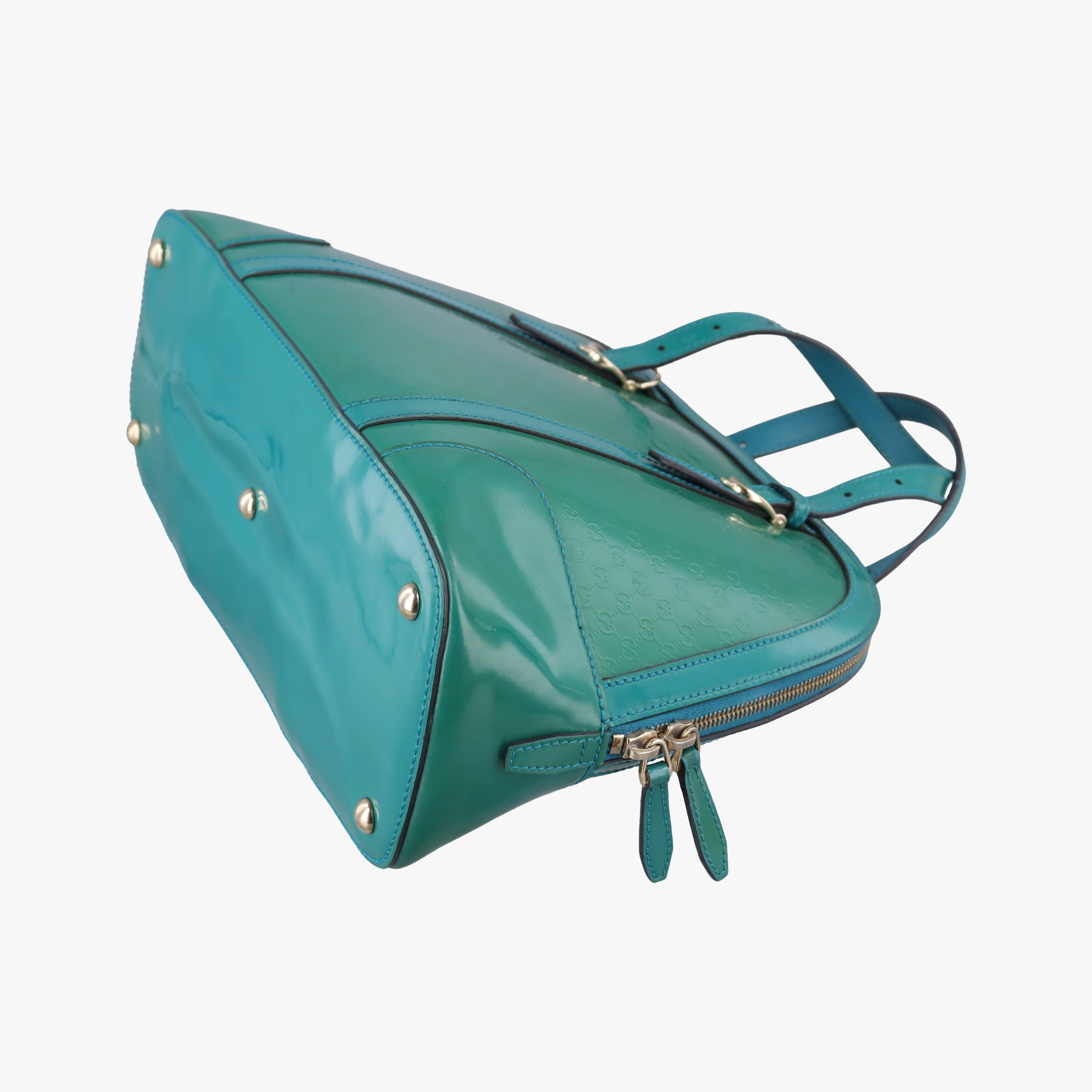Pre-owned Gucci Microguccissima Green Patent Leather 309617 shoulderbag | stylenewstar