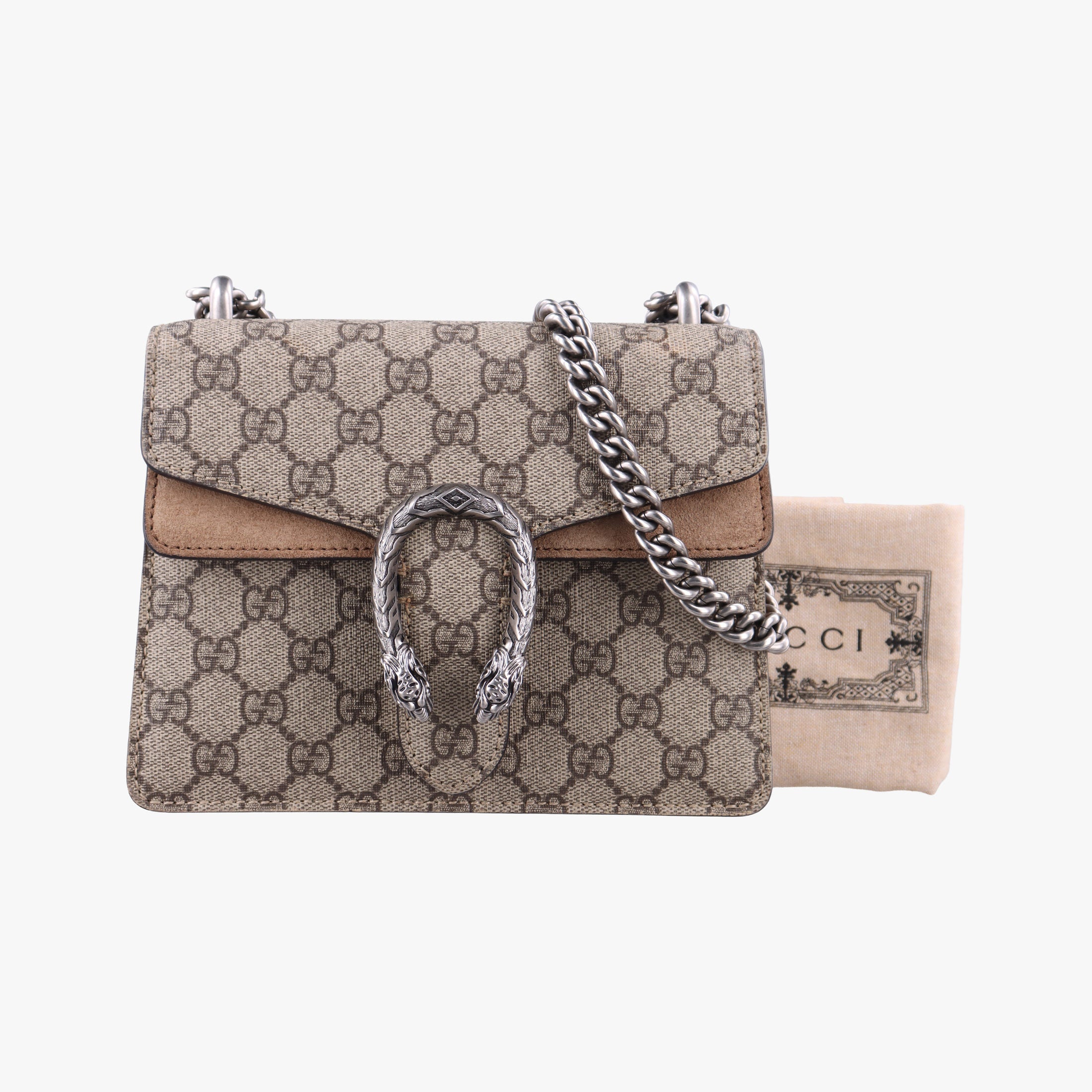 Pre-owned Gucci Dionysus Brown PVC coated canvas × suede 421970 shoulderbag | stylenewstar