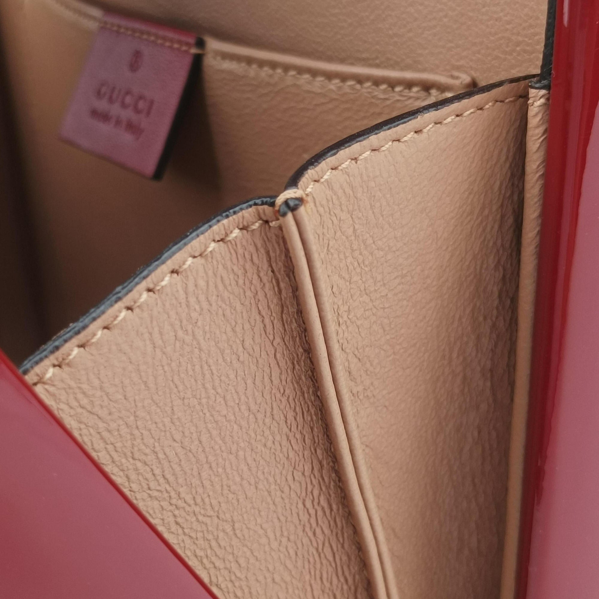 Pre-owned Gucci Sylvie 1969 Red Patent Leather 589479 shoulderbag | stylenewstar