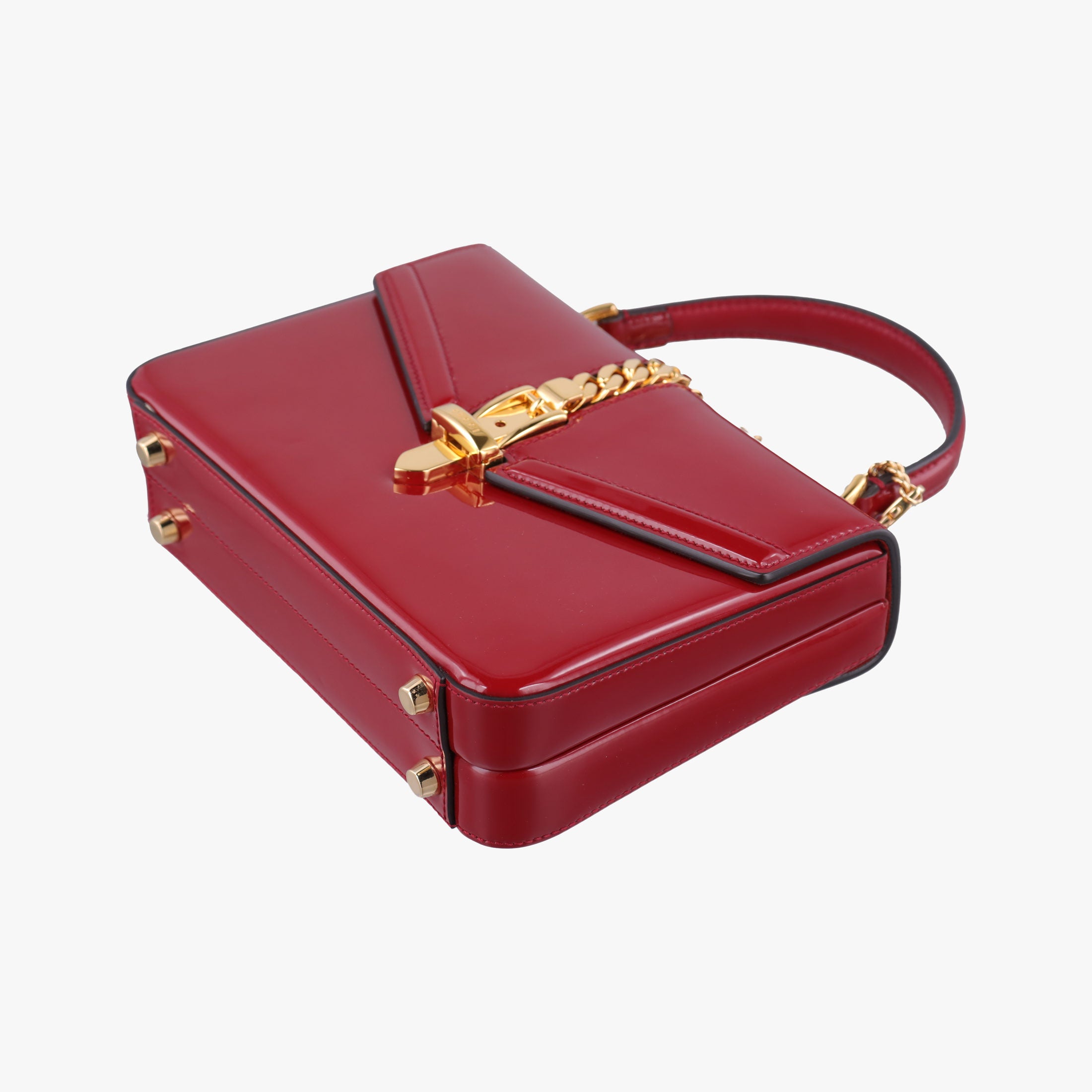 Pre-owned Gucci Sylvie 1969 Red Patent Leather 589479 shoulderbag | stylenewstar