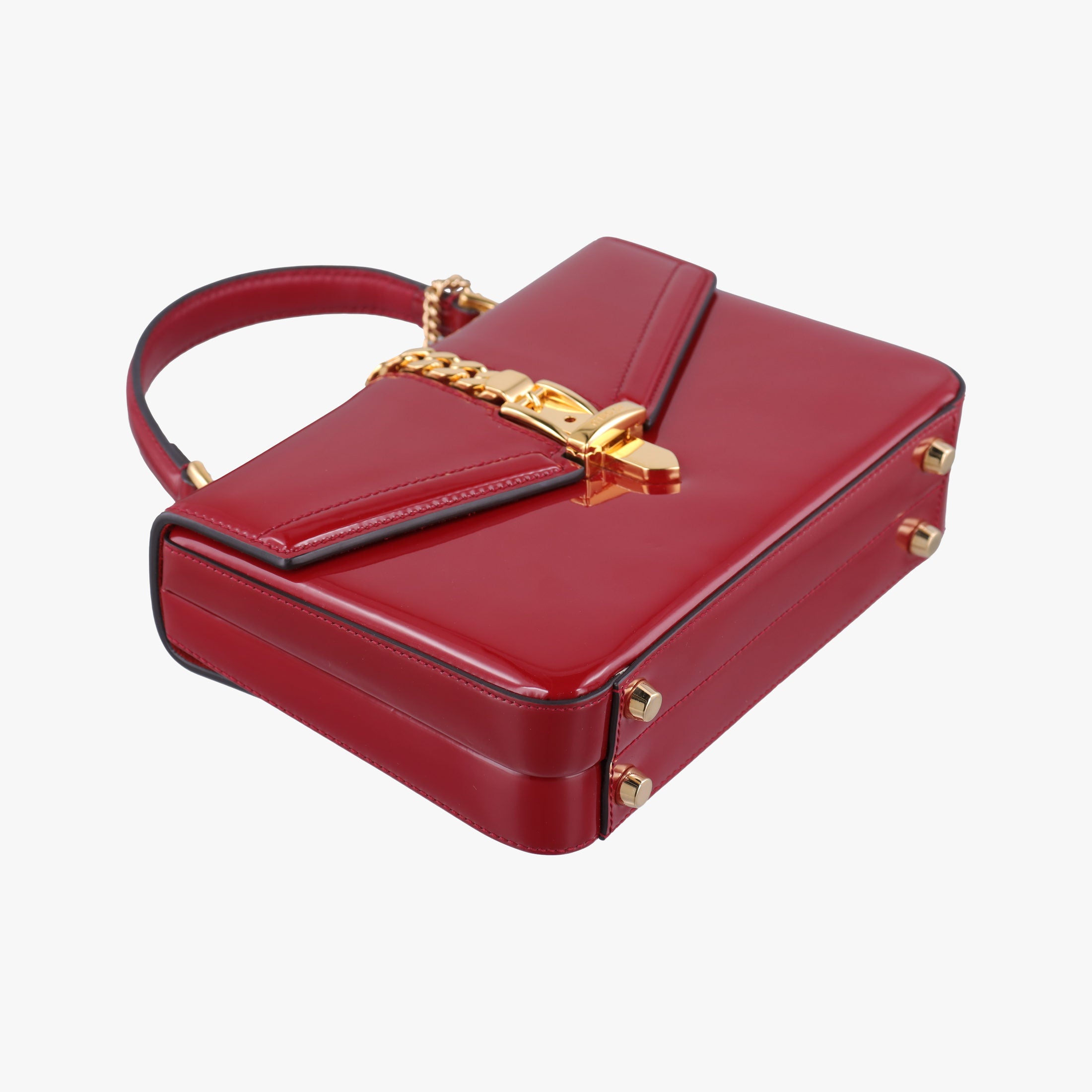 Pre-owned Gucci Sylvie 1969 Red Patent Leather 589479 shoulderbag | stylenewstar
