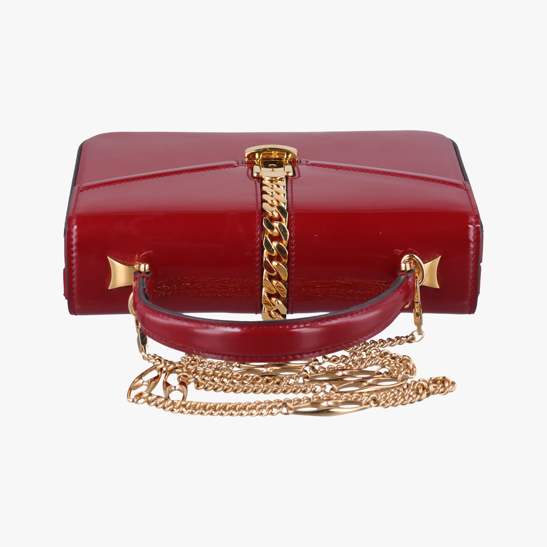 Pre-owned Gucci Sylvie 1969 Red Patent Leather 589479 shoulderbag | stylenewstar