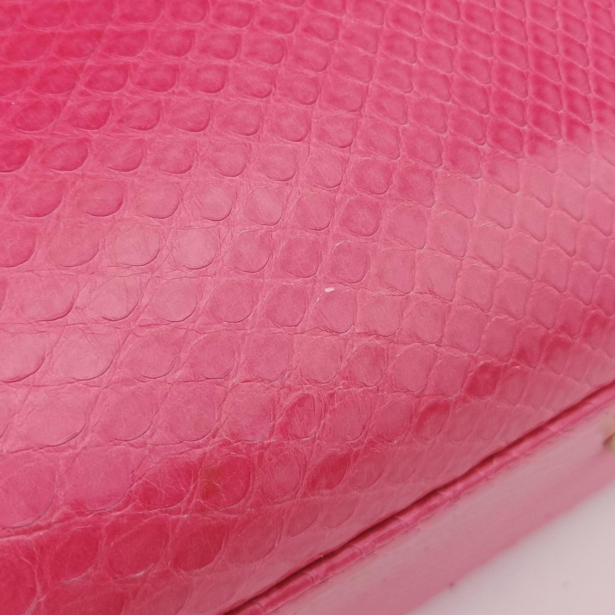 Pre-owned Christian Dior Lady Dior Pink snakeskin  shoulderbag | stylenewstar