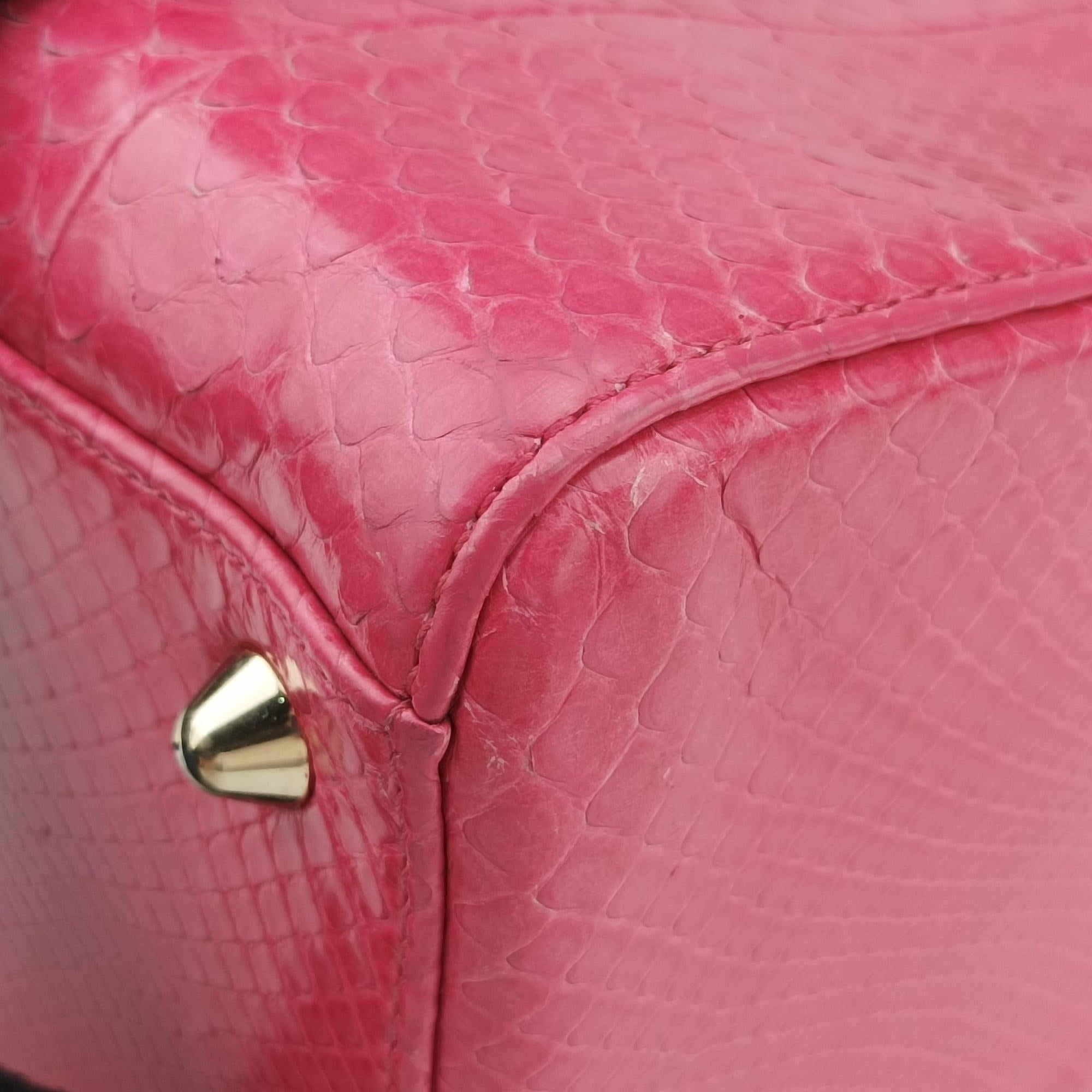 Pre-owned Christian Dior Lady Dior Pink snakeskin  shoulderbag | stylenewstar