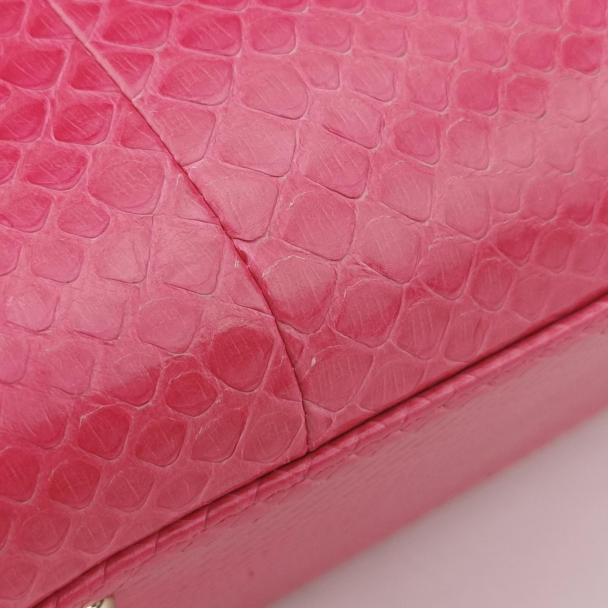 Pre-owned Christian Dior Lady Dior Pink snakeskin  shoulderbag | stylenewstar