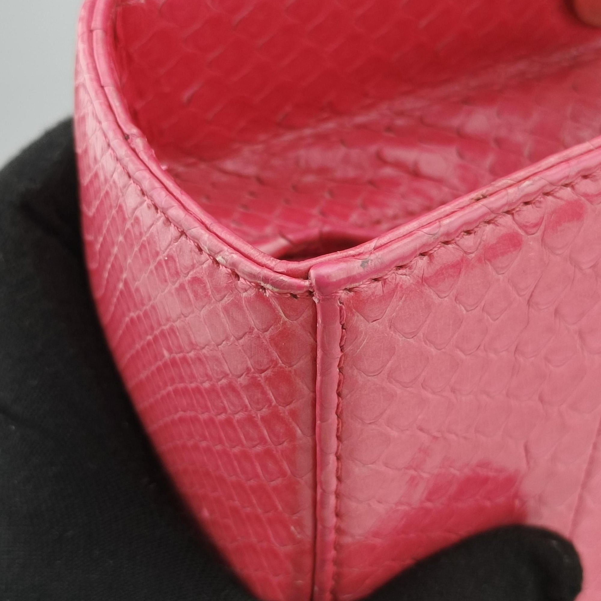 Pre-owned Christian Dior Lady Dior Pink snakeskin  shoulderbag | stylenewstar