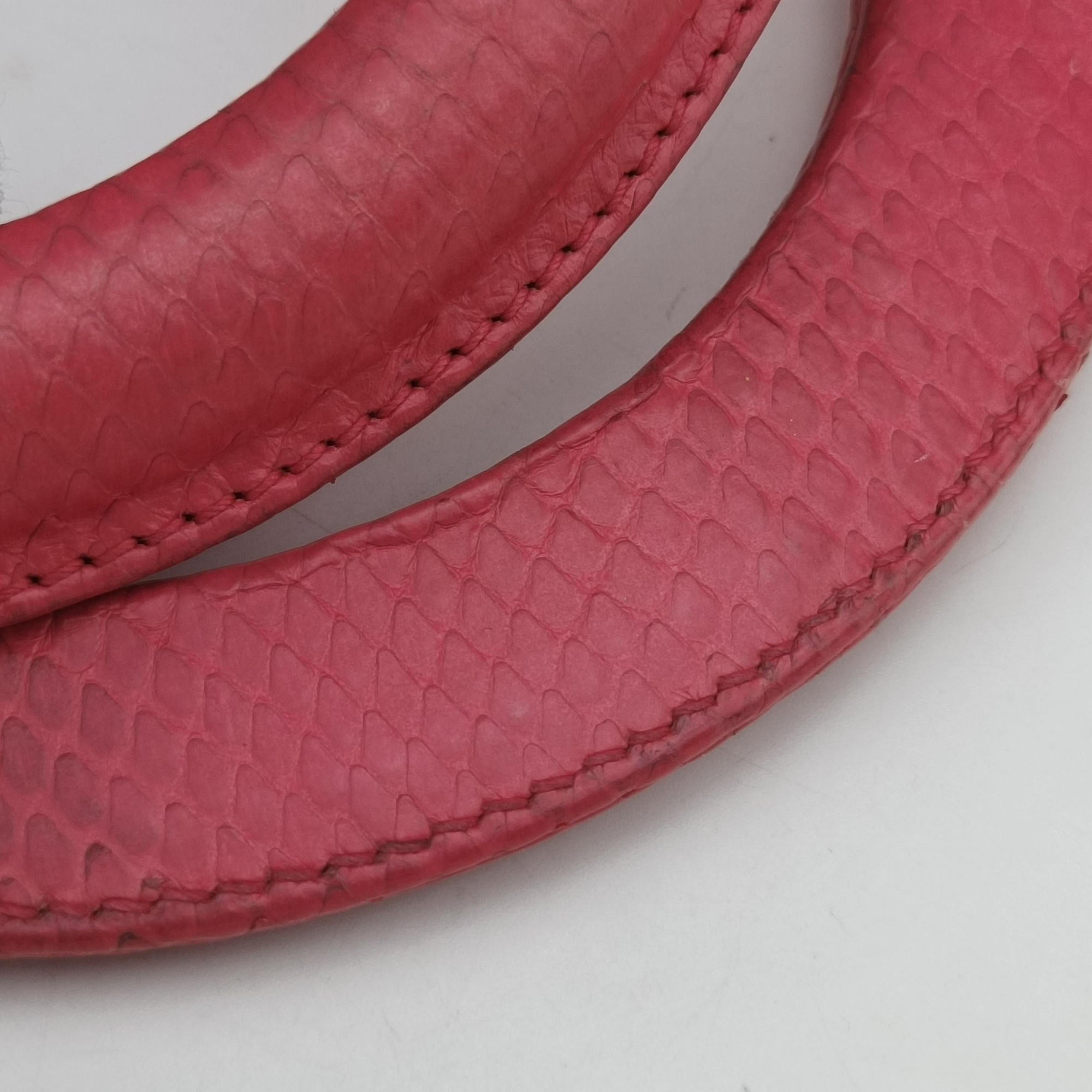 Pre-owned Christian Dior Lady Dior Pink snakeskin  shoulderbag | stylenewstar